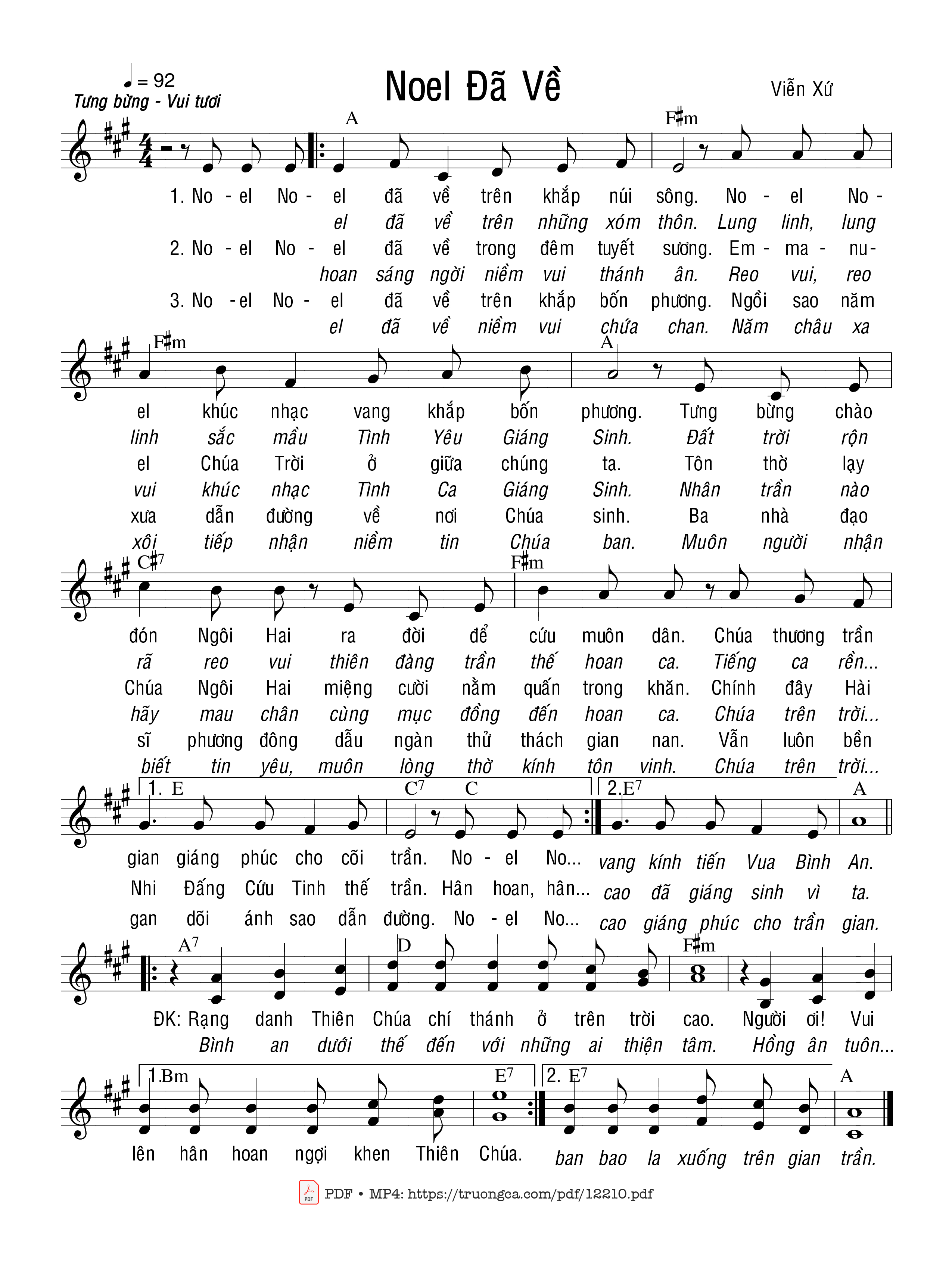 Sheet PDF of Noel đã Về - Viễn Xứ