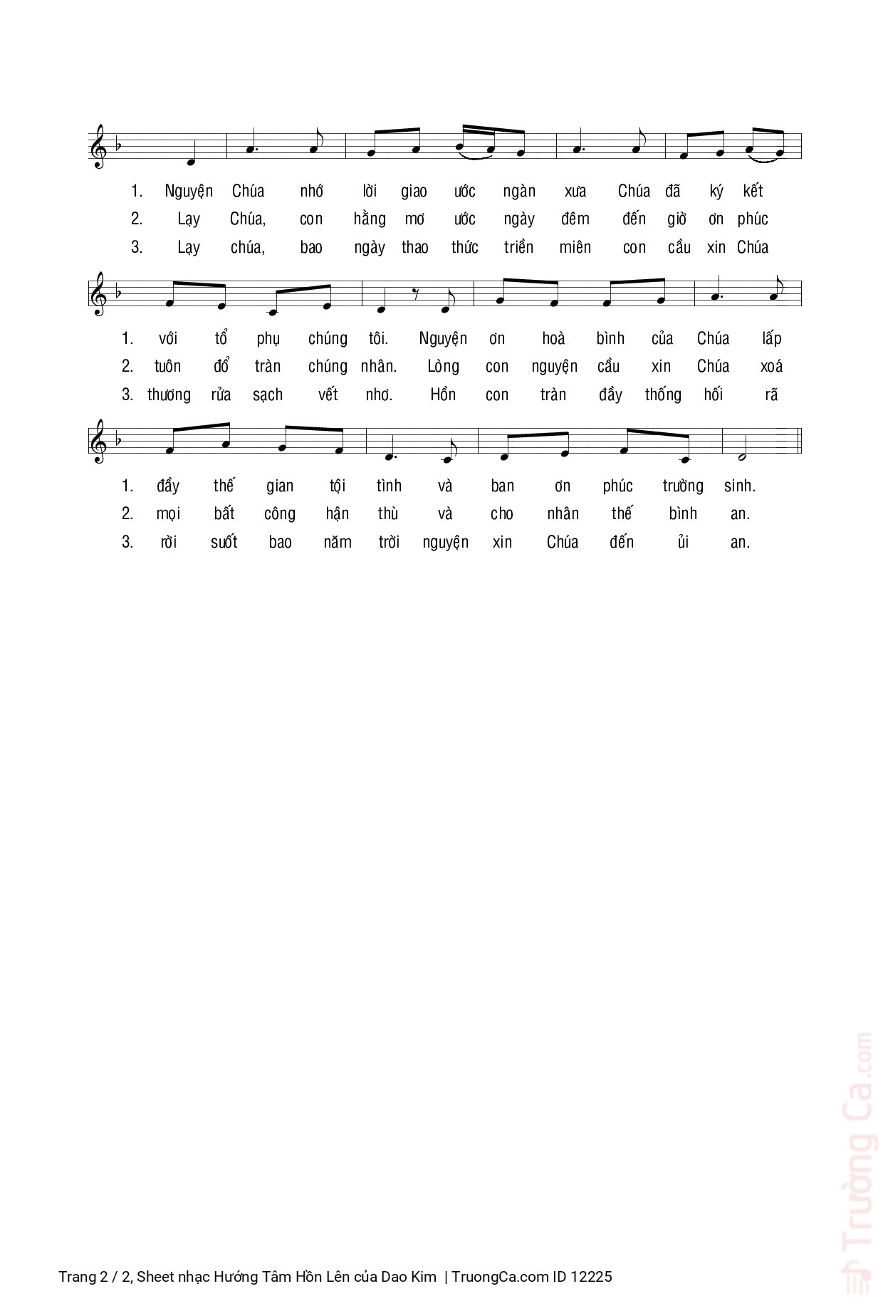 Page 2 of Sheet music PDF Hướng Tâm Hồn Lên - Dao Kim