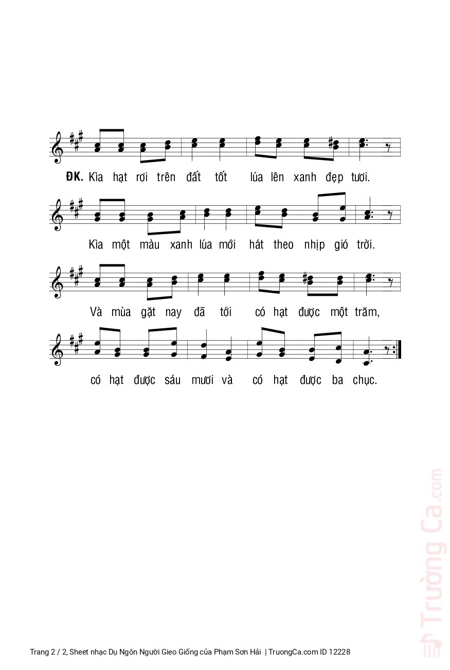 Page 2 of Sheet music PDF Dụ Ngôn Người Gieo Giống - Phạm Sơn Hải