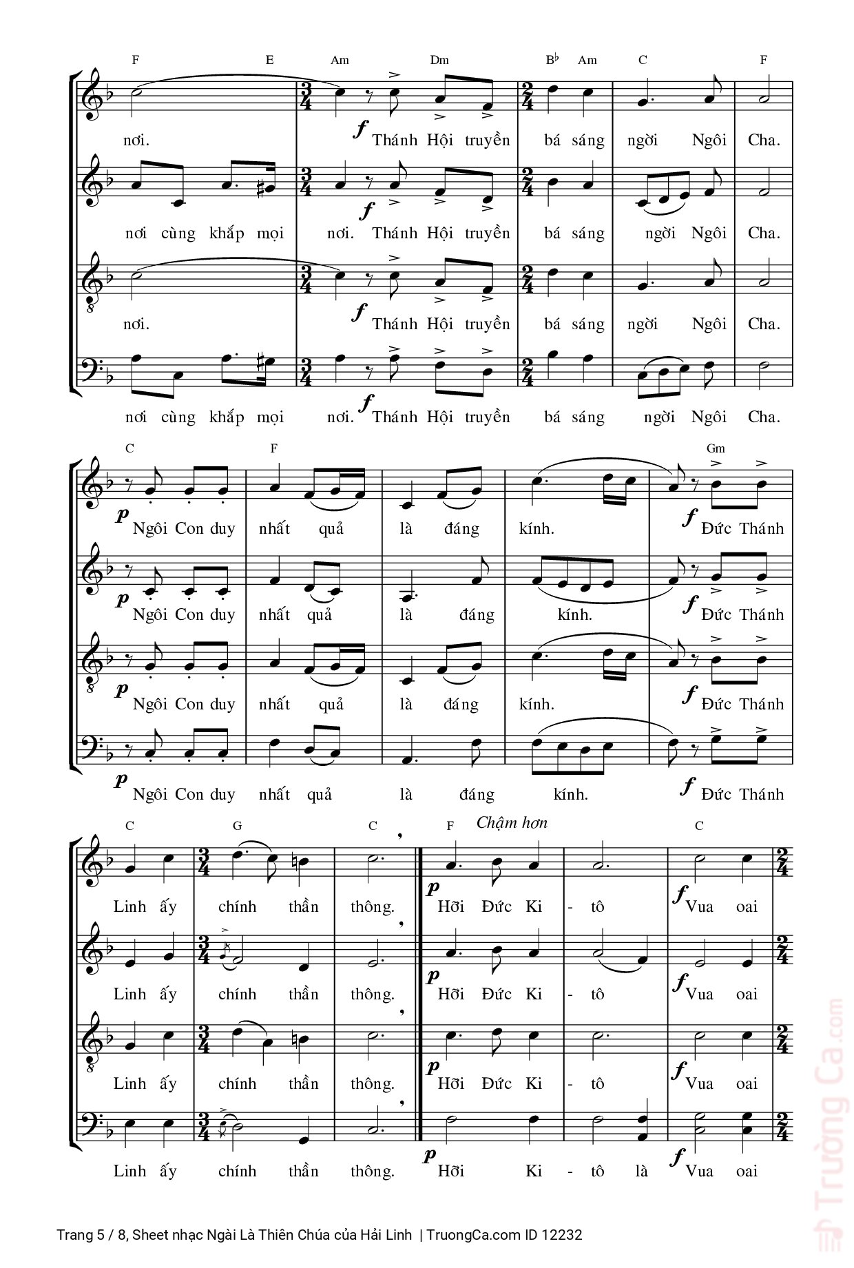 Page 5 of Sheet music PDF Ngài Là Thiên Chúa - Hải Linh