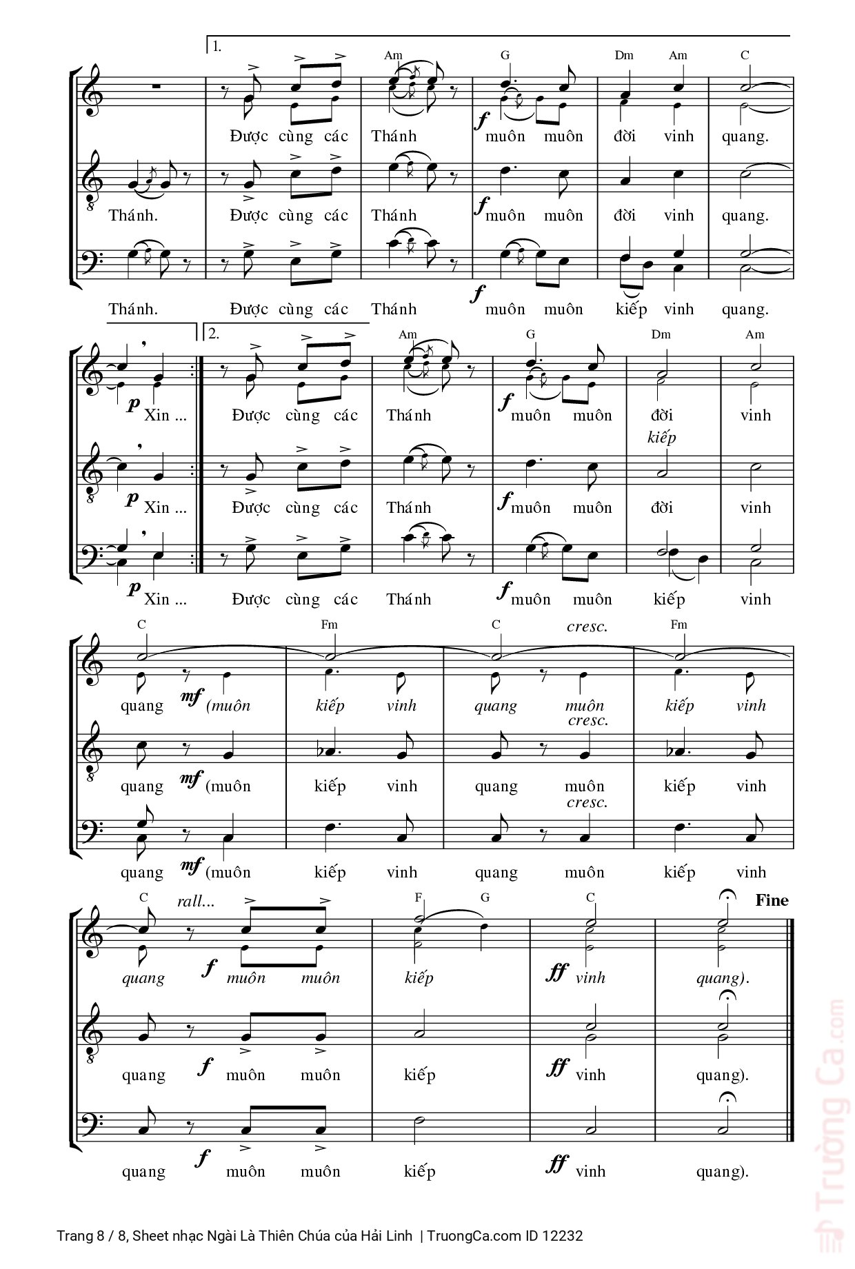Page 8 of Sheet music PDF Ngài Là Thiên Chúa - Hải Linh
