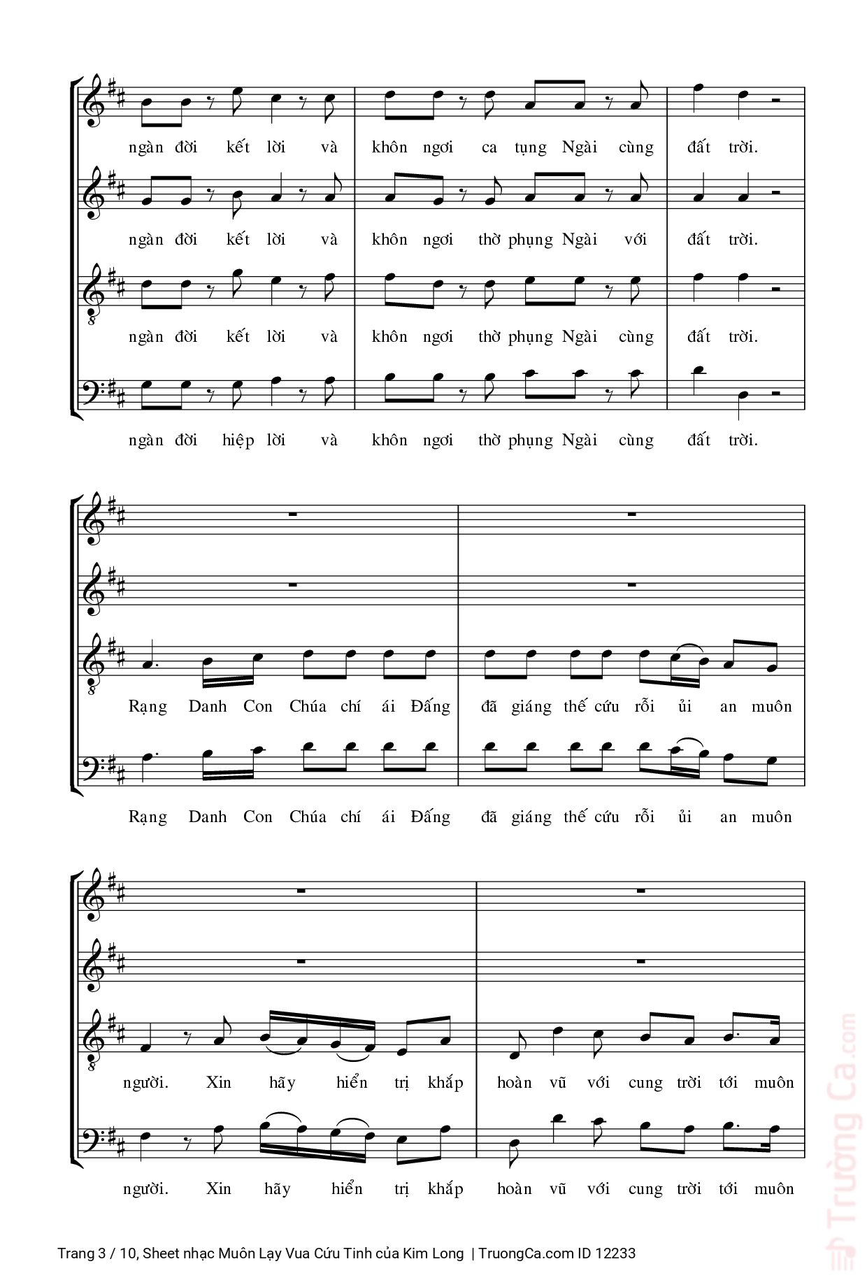 Page 3 of Sheet music PDF Muôn Lạy Vua Cứu Tinh - Kim Long