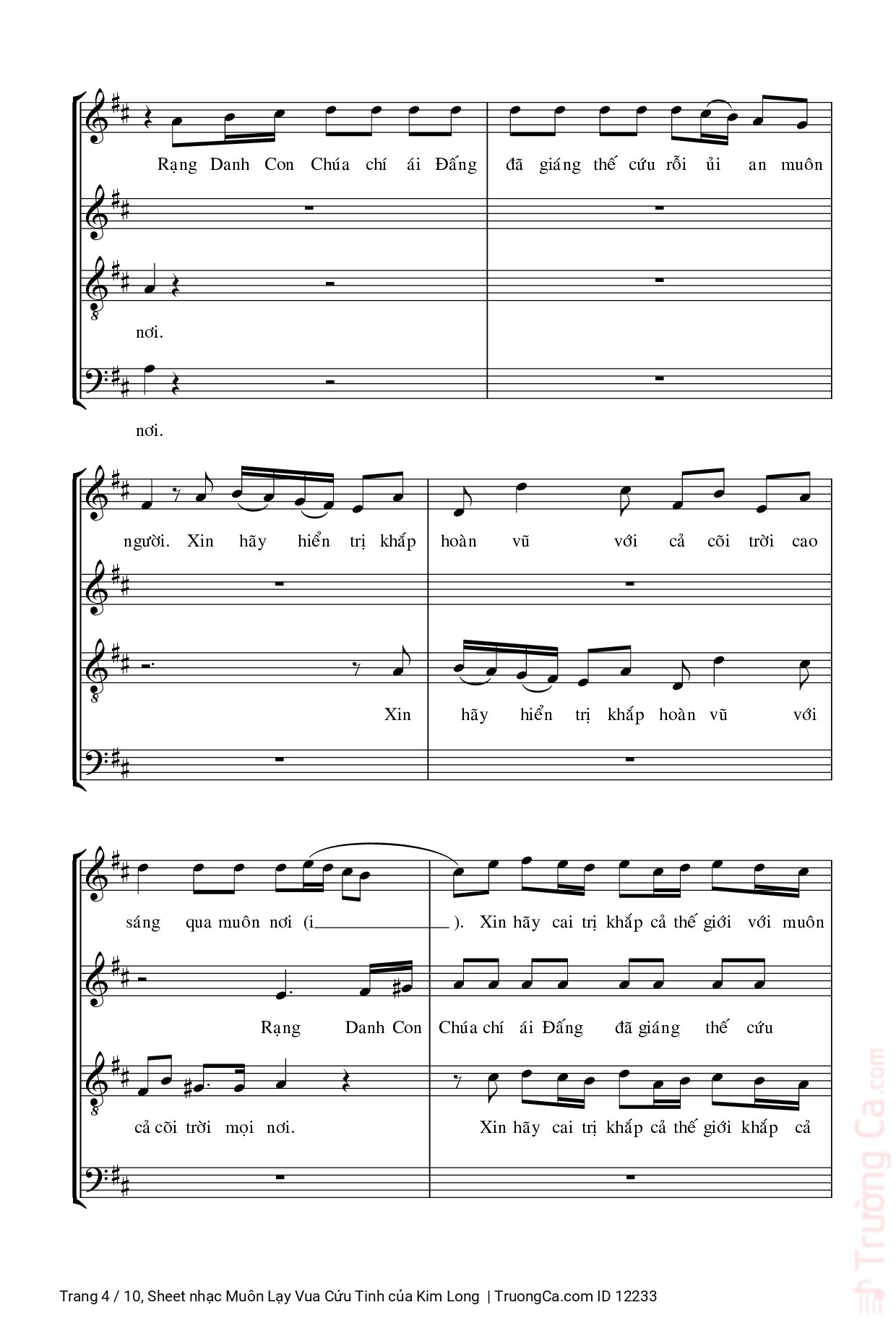 Page 4 of Sheet music PDF Muôn Lạy Vua Cứu Tinh - Kim Long