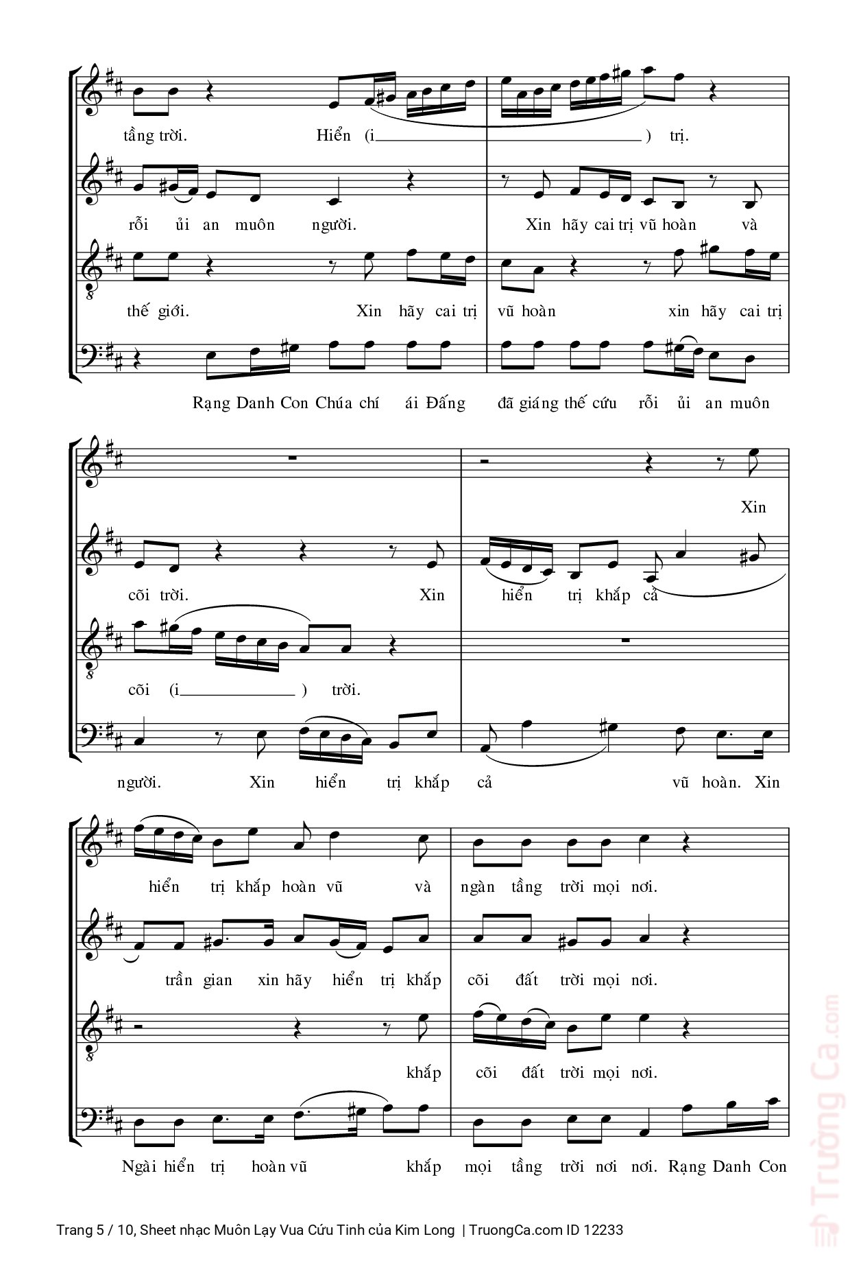 Page 5 of Sheet music PDF Muôn Lạy Vua Cứu Tinh - Kim Long