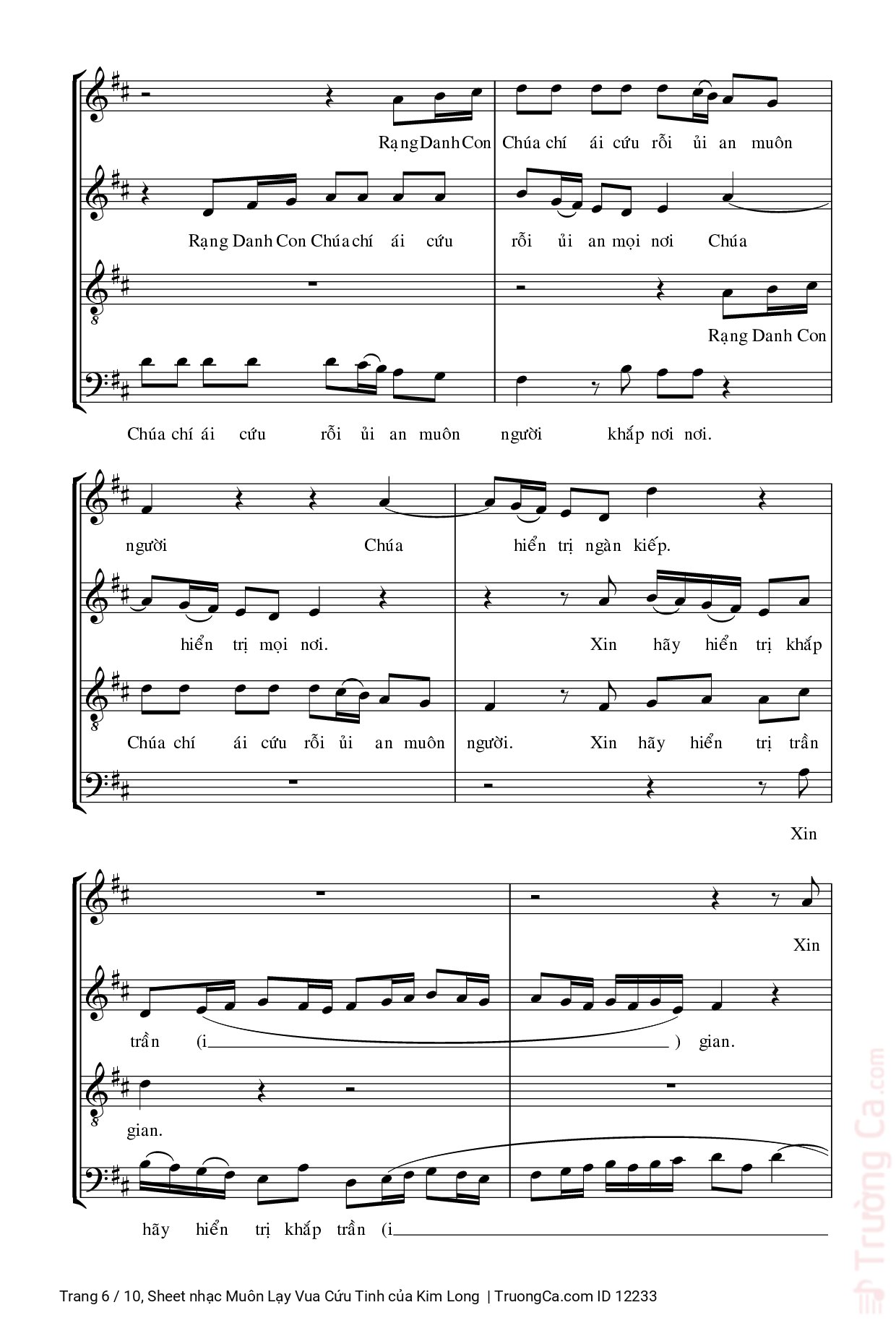 Page 6 of Sheet music PDF Muôn Lạy Vua Cứu Tinh - Kim Long