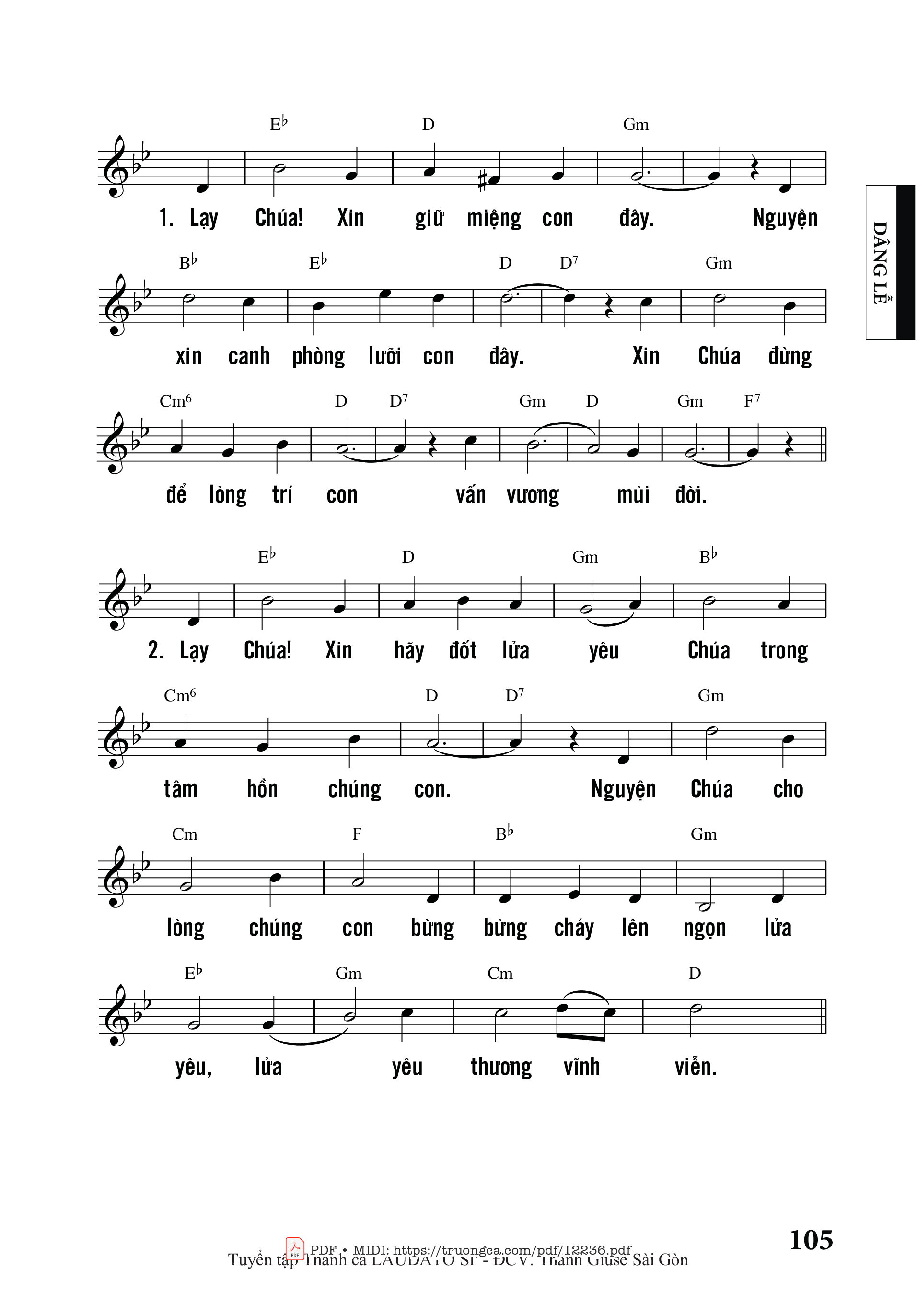 Page 2 of Sheet music PDF Lạy Chúa Xin Cho Lời Con - Vinh Hạnh