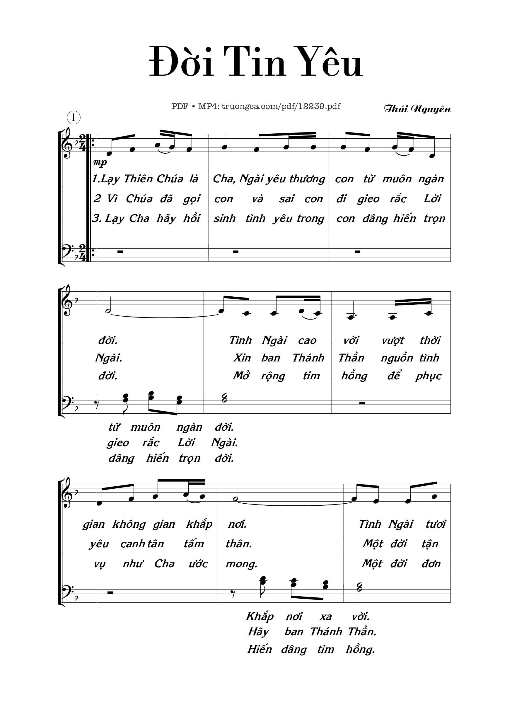 Lạy Thiên Chúa là Cha Ngài yêu thương con từ muôn ngàn đời, Trang 1