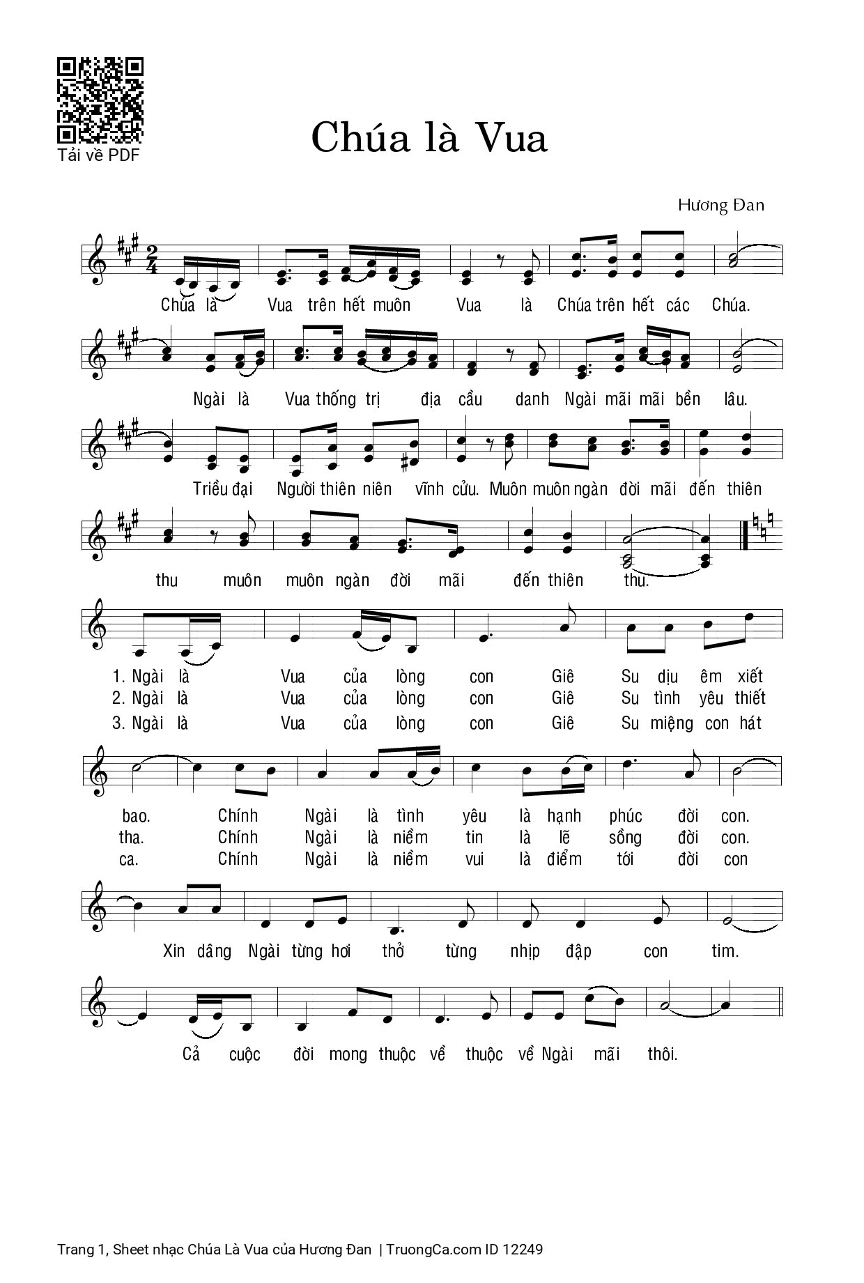 Sheet PDF of Chúa Là Vua - Hương Đan