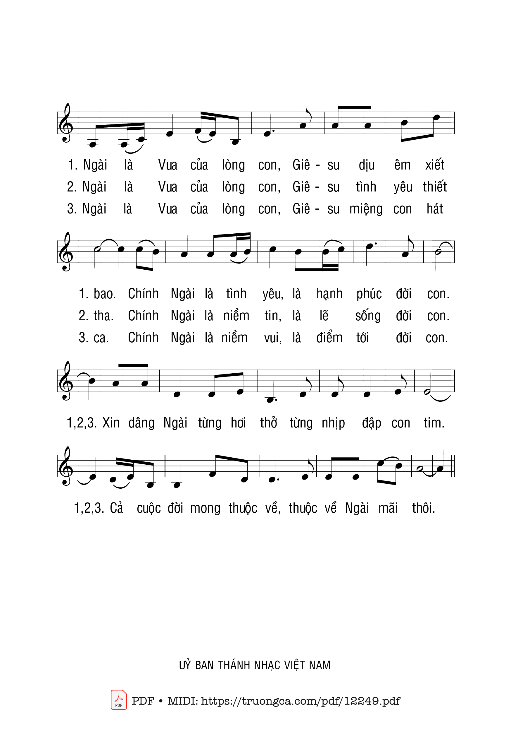 Page 2 of Sheet music PDF Chúa Là Vua - Hương Đan
