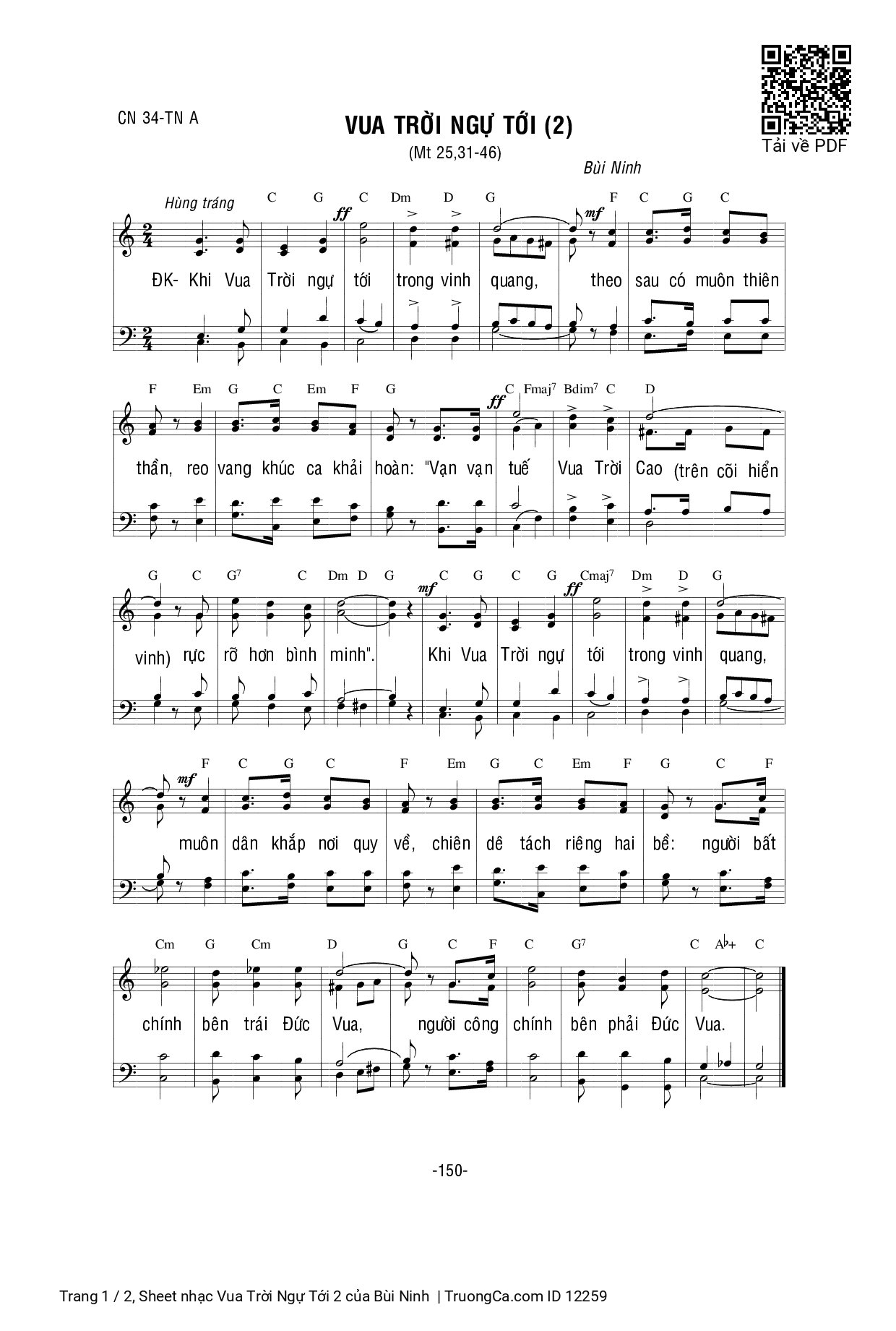 Page 1 of Sheet music PDF Vua Trời Ngự Tới 2 - Bùi Ninh