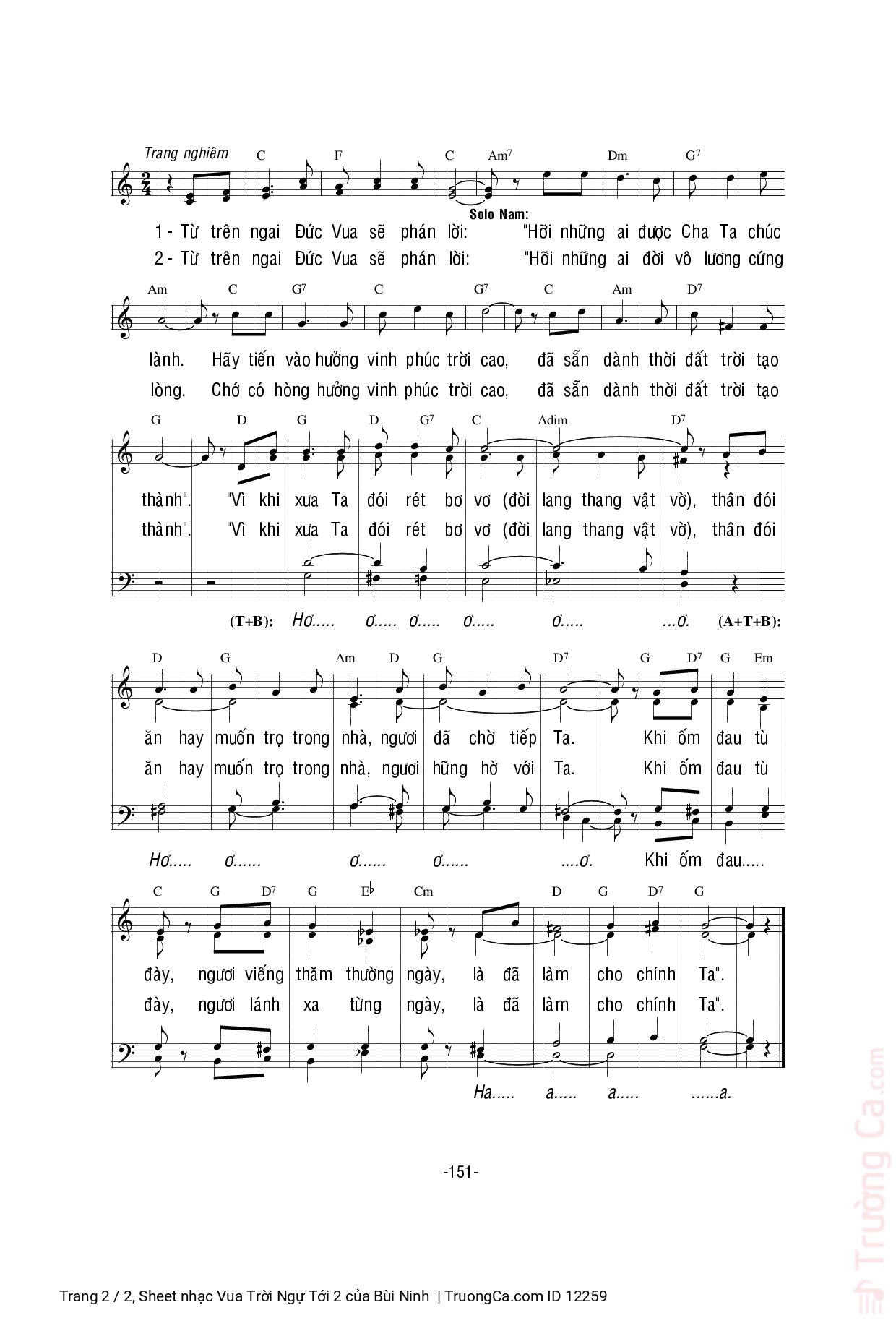 Page 2 of Sheet music PDF Vua Trời Ngự Tới 2 - Bùi Ninh