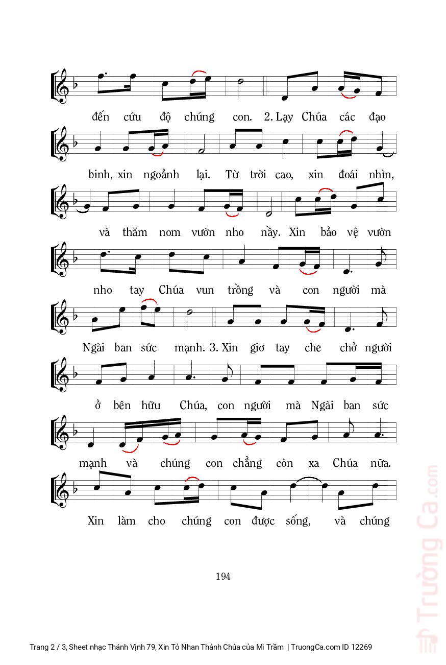 Page 2 of Sheet music PDF Thánh Vịnh 79, Xin Tỏ Nhan Thánh Chúa - Mi Trầm