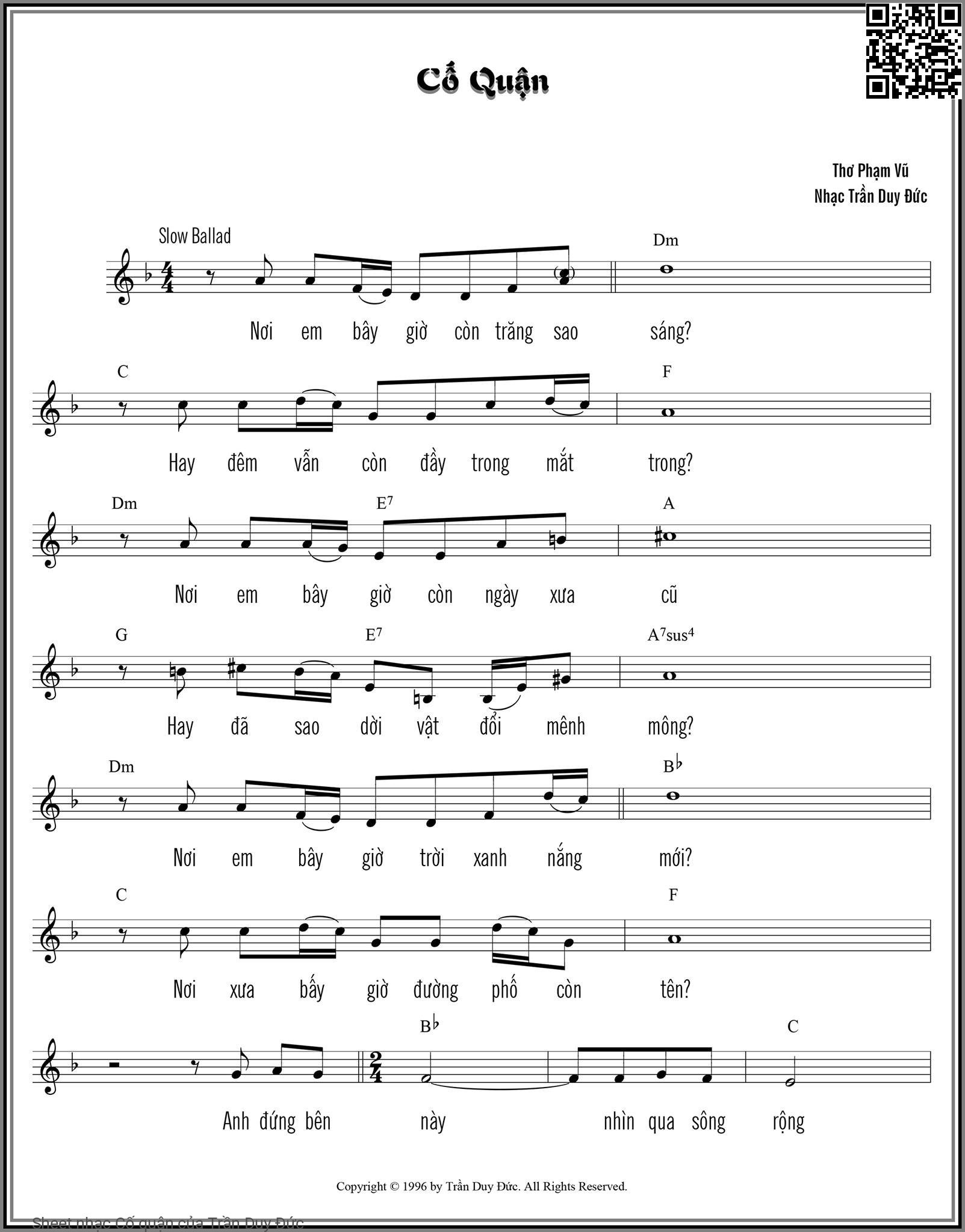 Page 1 of Sheet music PDF Cố quận - Trần Duy Đức