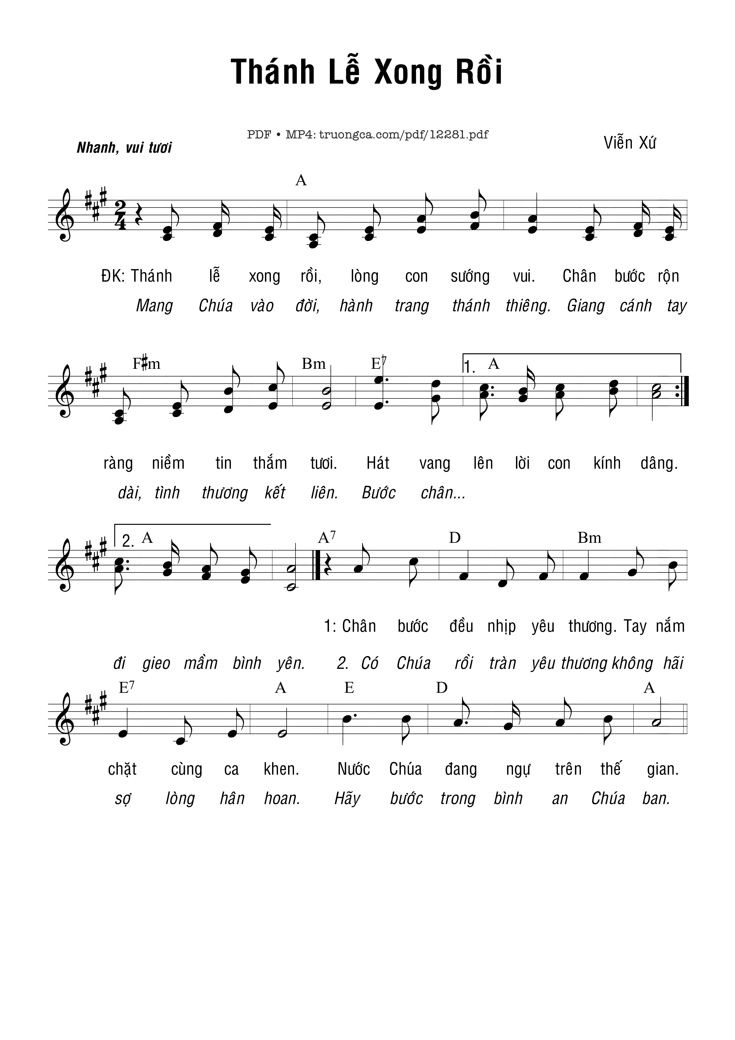 Sheet PDF of Thánh Lễ Xong Rồi