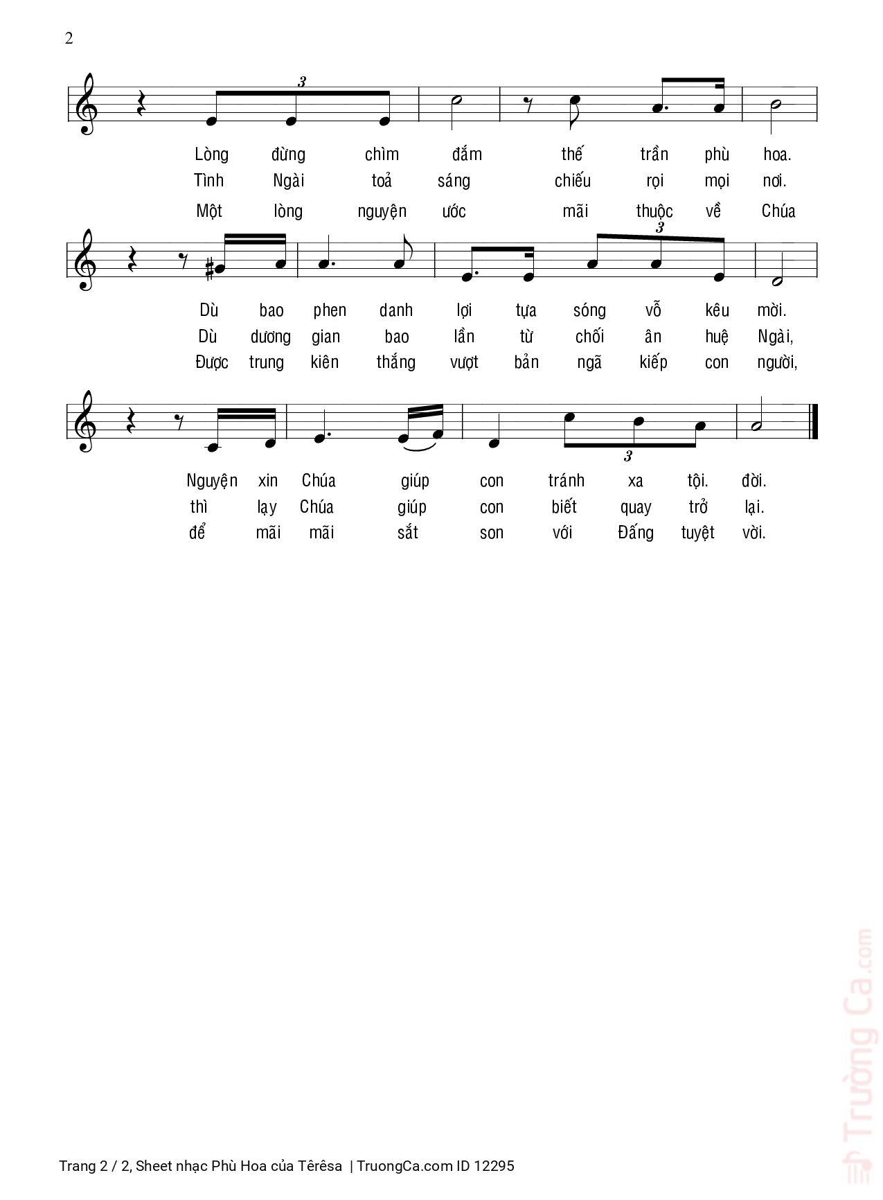 Page 2 of Sheet music PDF Phù Hoa - Têrêsa