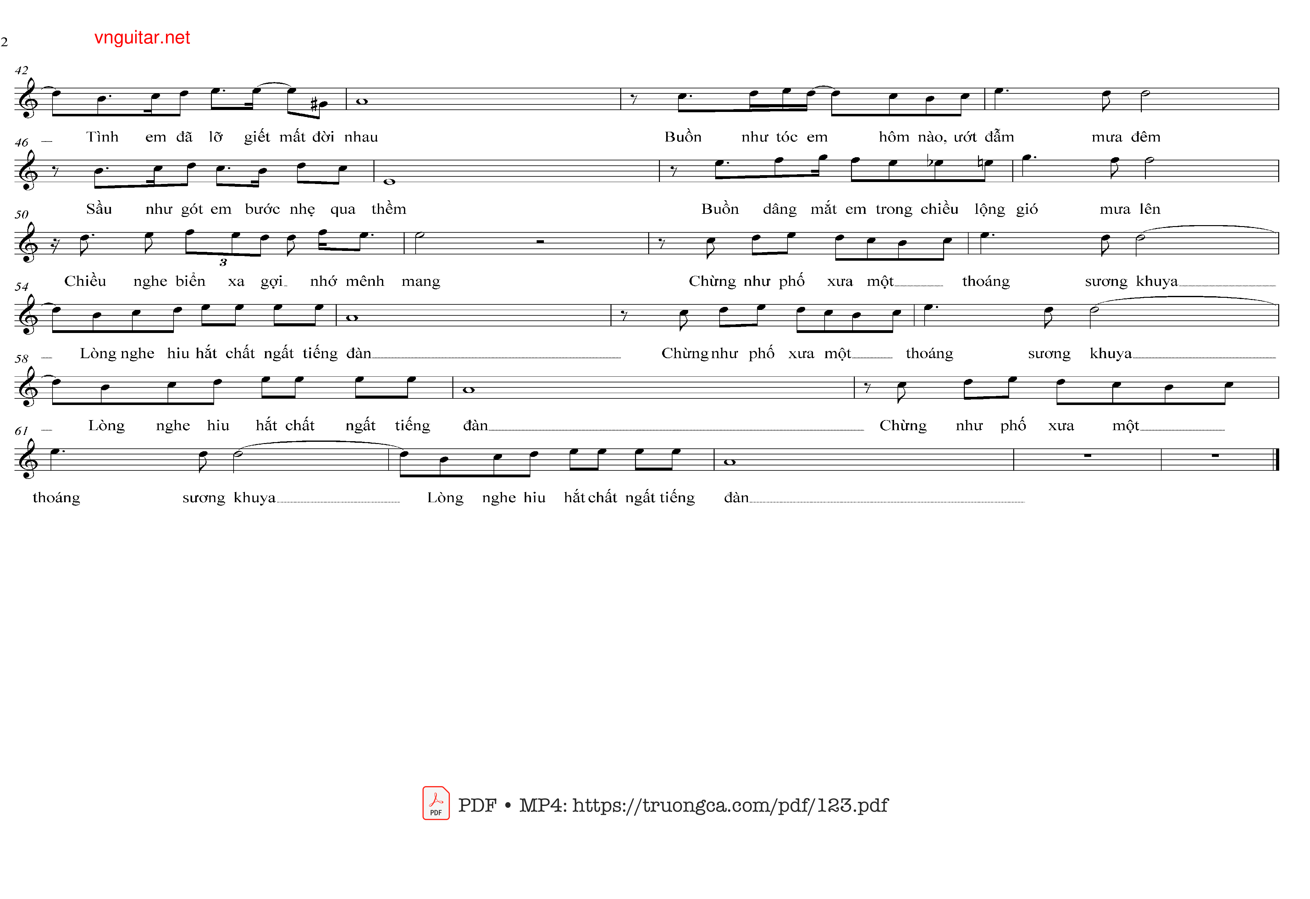 Page 2 of Sheet music PDF Ánh trăng tan - Trúc Hồ