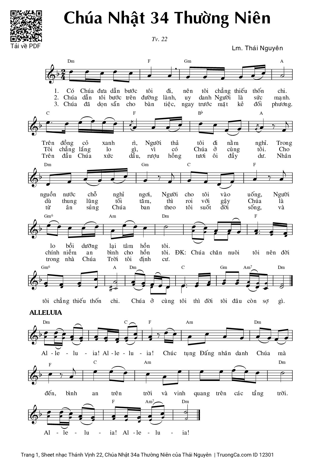 Sheet PDF of Thánh Vịnh 22, Chúa Nhật 34a Thường Niên