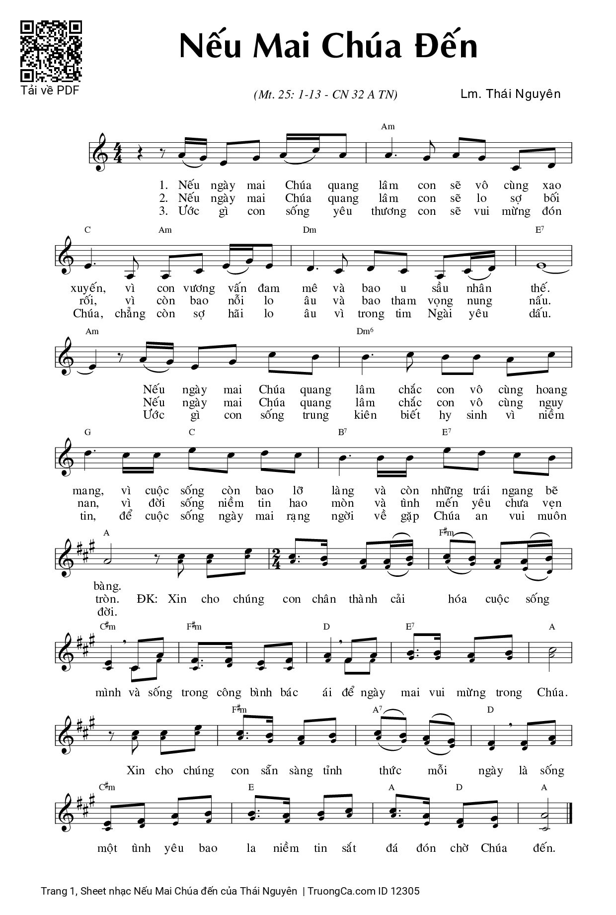 Sheet PDF of Nếu Mai Chúa đến