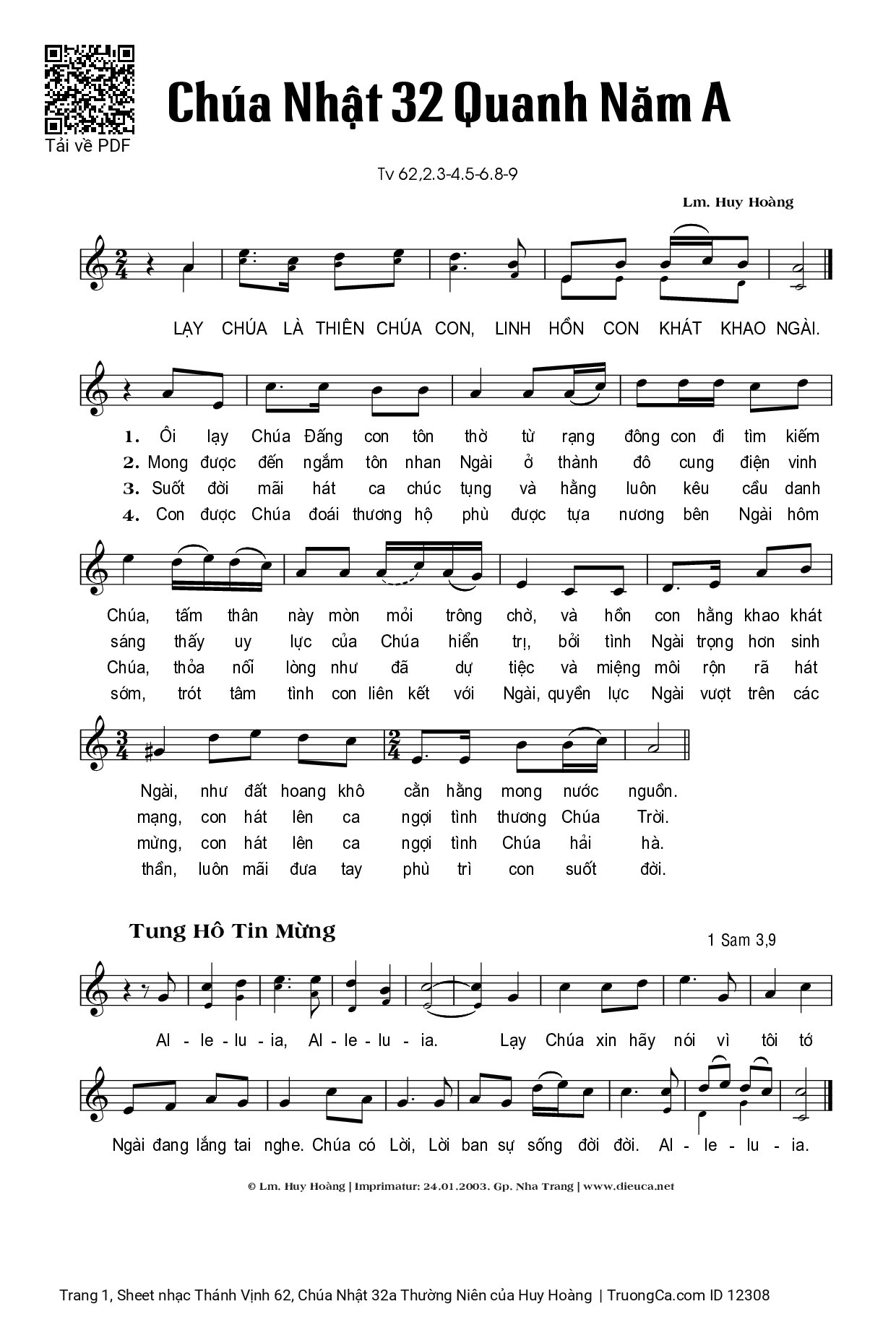 Sheet PDF of Thánh Vịnh 62, Chúa Nhật 32a Thường Niên