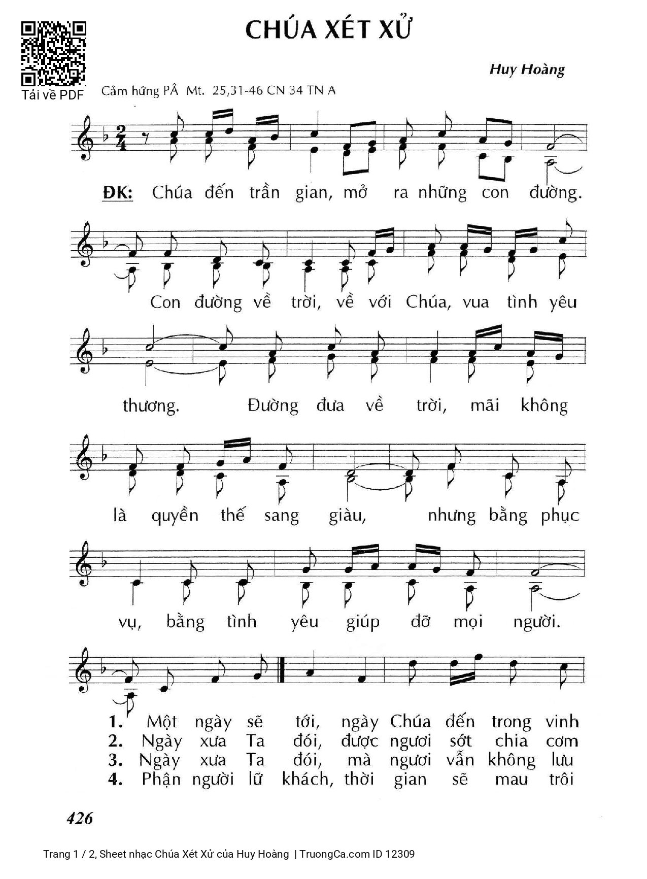 Sheet PDF of Chúa Xét Xử