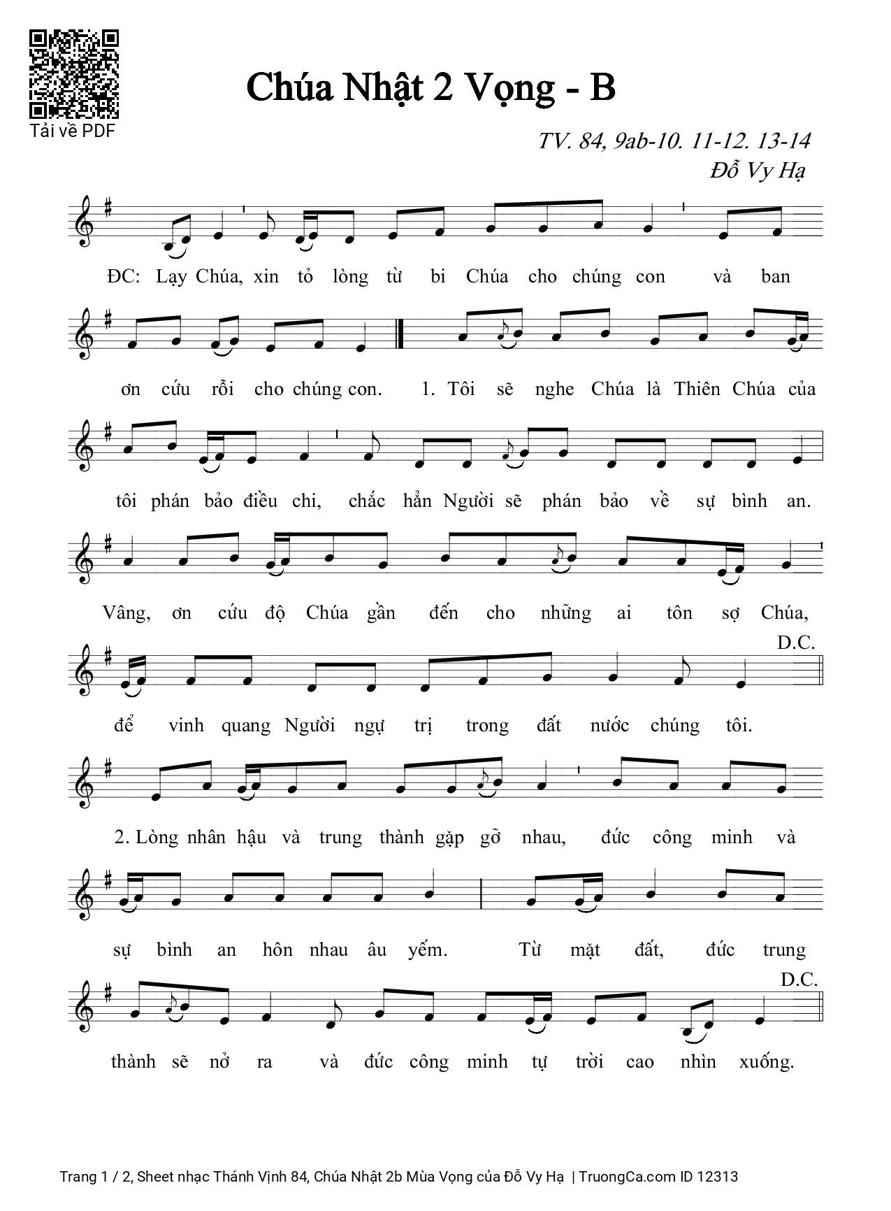 Sheet PDF of Thánh Vịnh 84, Chúa Nhật 2b Mùa Vọng