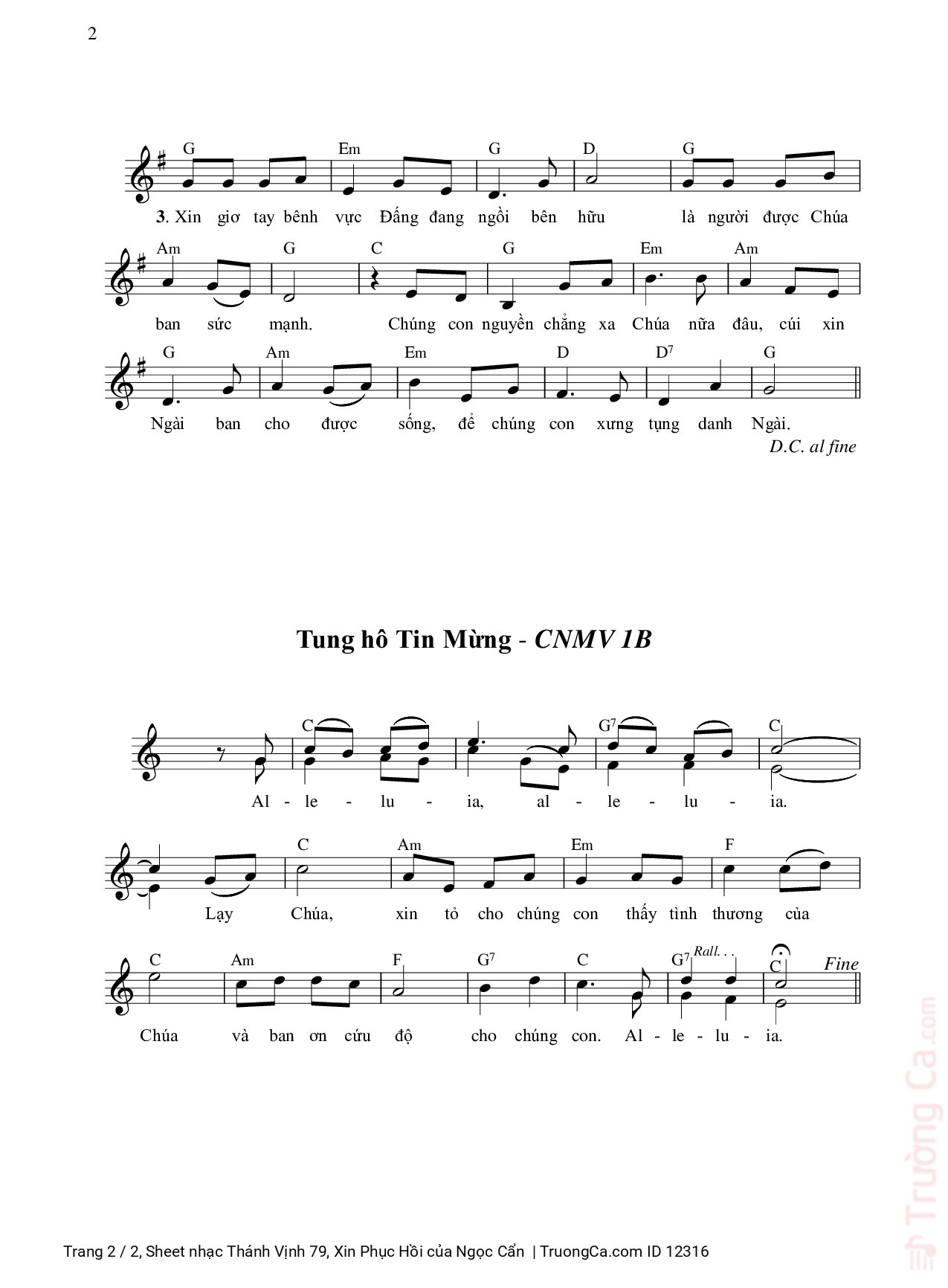 Page 2 of Sheet music PDF Thánh Vịnh 79, Xin Phục Hồi - Ngọc Cẩn