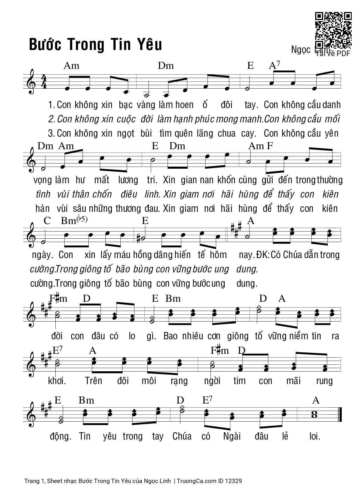 Con không xin bạc vàng làm hoen ố đôi tay, Trang 1