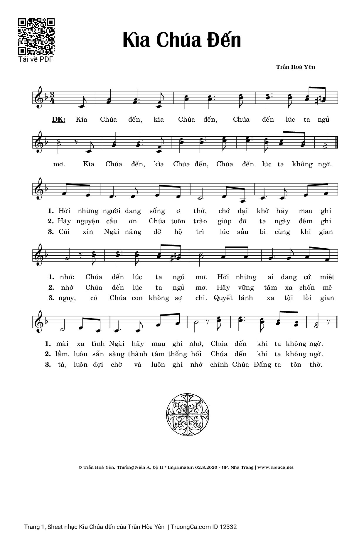 Sheet PDF of Kìa Chúa đến