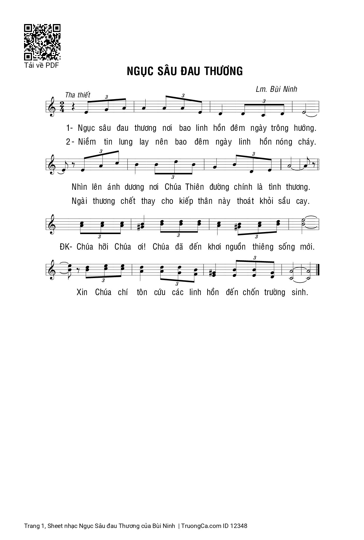 Sheet PDF of Ngục Sâu đau Thương