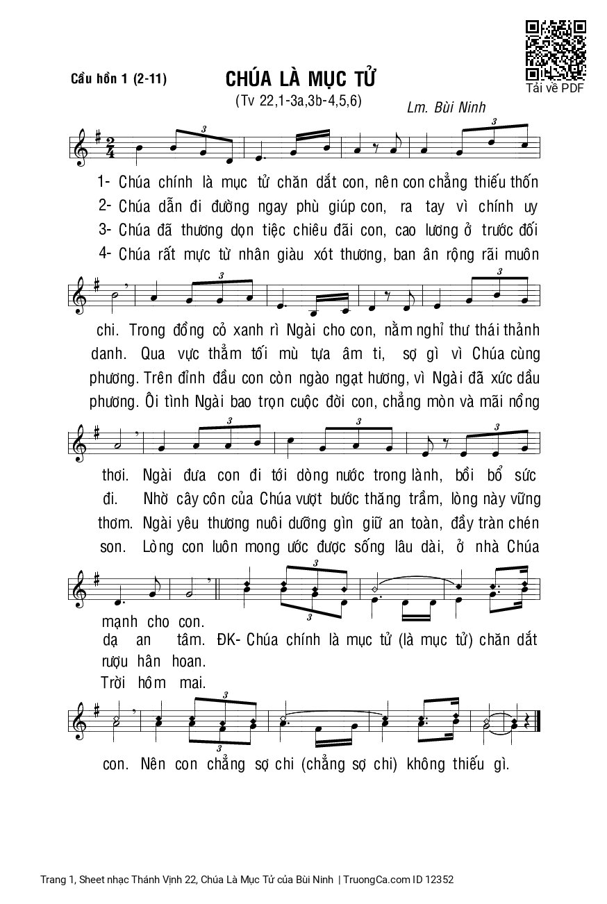 Sheet PDF of Thánh Vịnh 22, Chúa Là Mục Tử