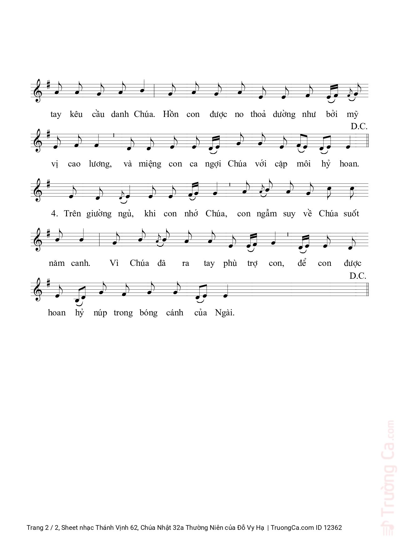 Page 2 of Sheet music PDF Thánh Vịnh 62, Chúa Nhật 32a Thường Niên - Đỗ Vy Hạ