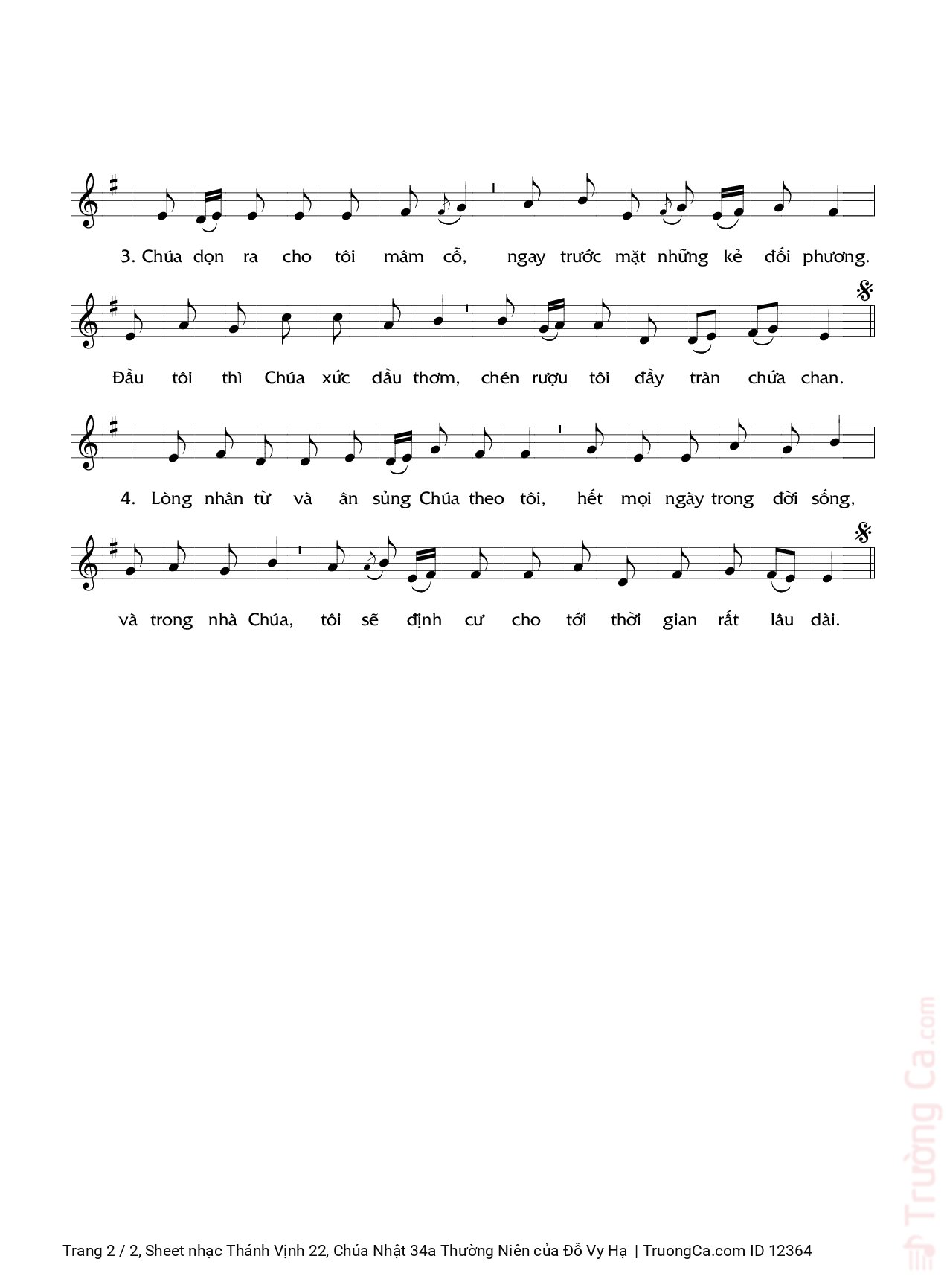 Page 2 of Sheet music PDF Thánh Vịnh 22, Chúa Nhật 34a Thường Niên - Đỗ Vy Hạ