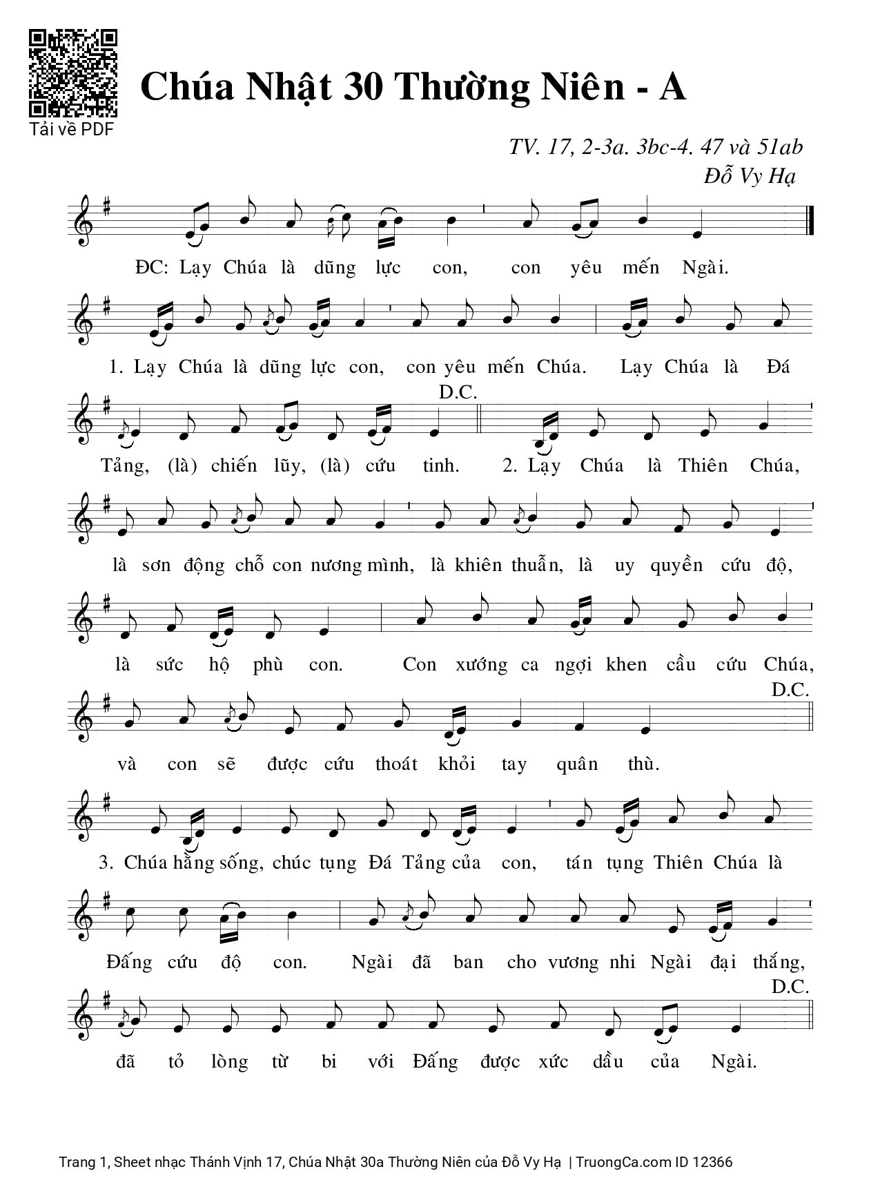 Sheet PDF of Thánh Vịnh 17, Chúa Nhật 30a Thường Niên