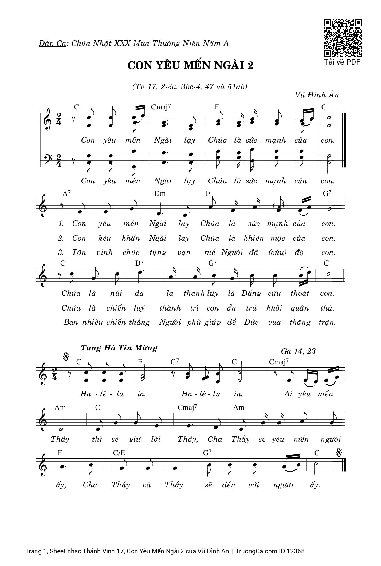 Sheet PDF of Thánh Vịnh 17, Con Yêu Mến Ngài 2