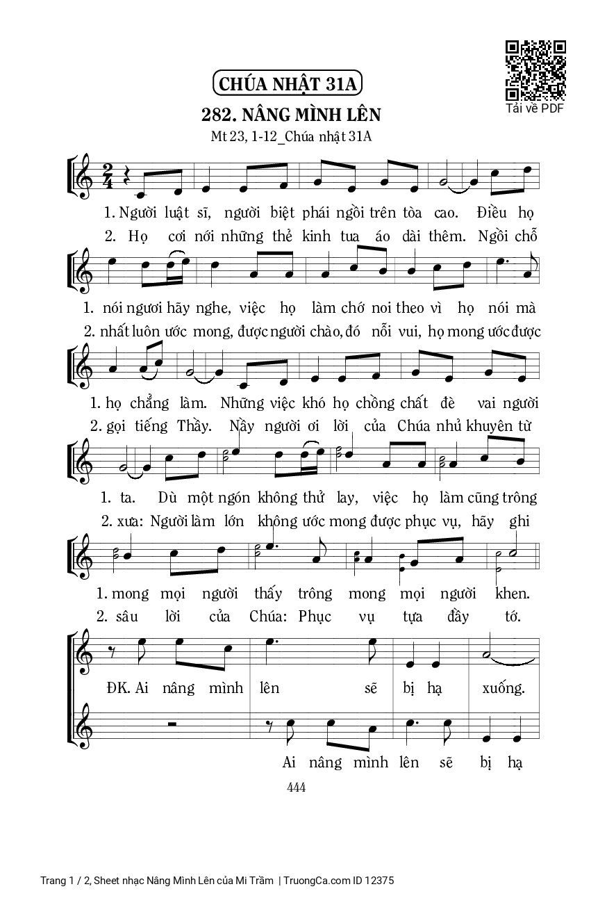 Page 1 of Sheet music PDF Nâng Mình Lên - Mi Trầm