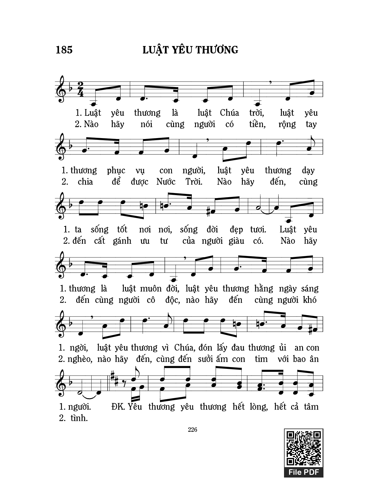 Sheet PDF of Luật Yêu Thương