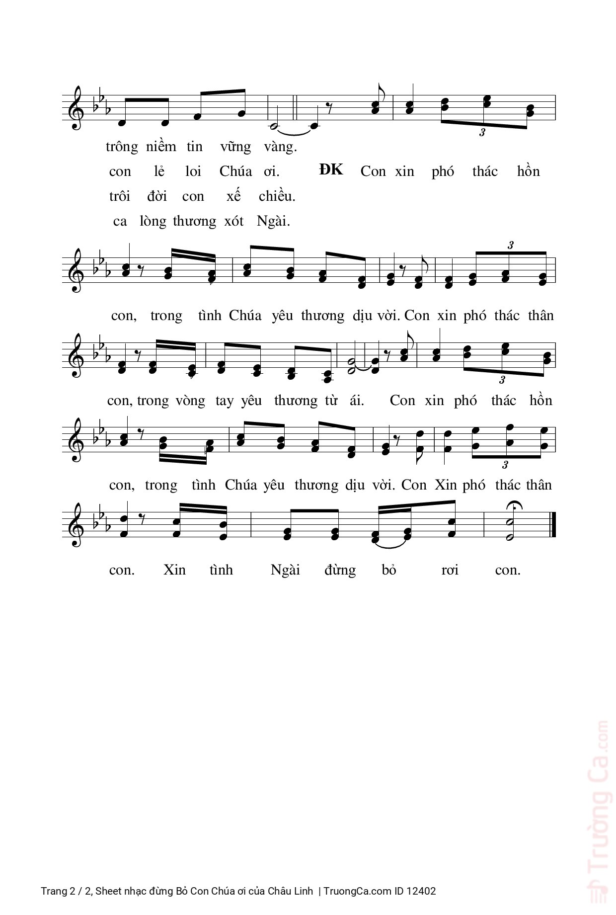 Page 2 of Sheet music PDF đừng Bỏ Con Chúa ơi - Châu Linh