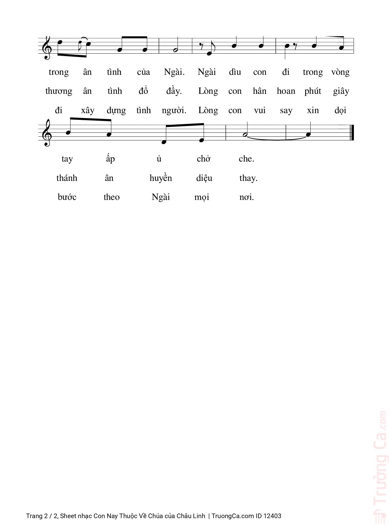 Page 2 of Sheet music PDF Con Nay Thuộc Về Chúa - Châu Linh