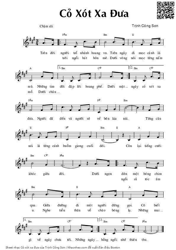 Sheet PDF of Cỏ xót xa đưa