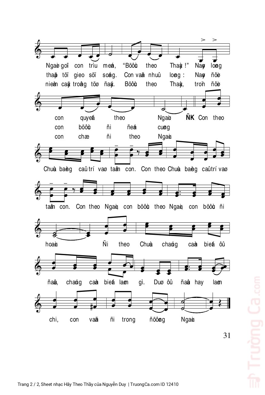 Page 2 of Sheet music PDF Hãy Theo Thầy - Nguyễn Duy