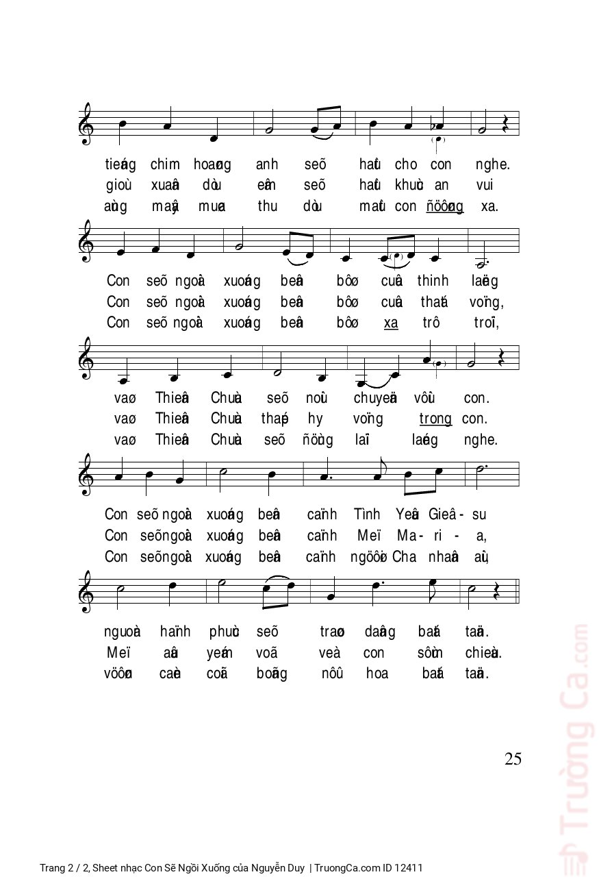 Page 2 of Sheet music PDF Con Sẽ Ngồi Xuống - Nguyễn Duy