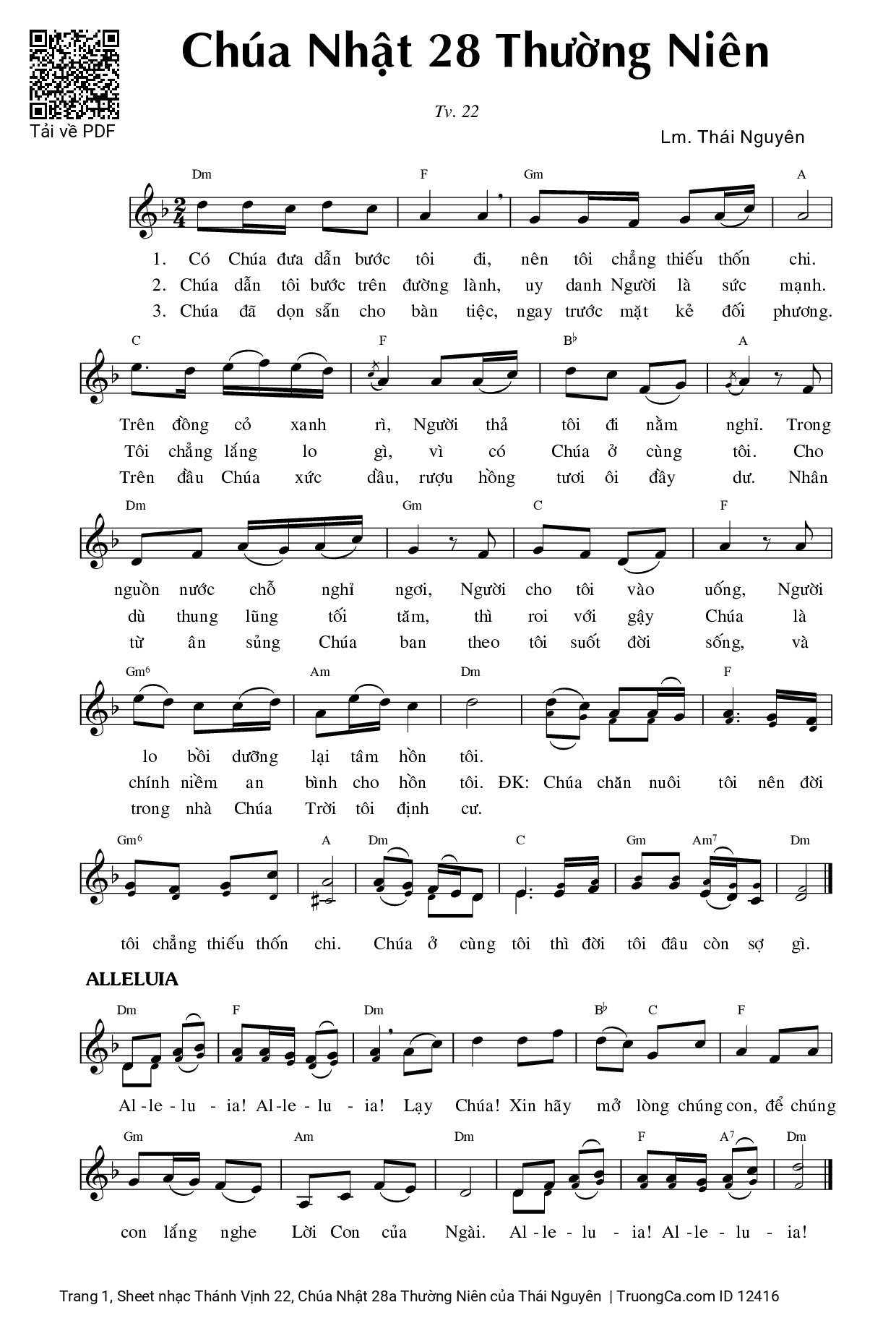 Sheet PDF of Thánh Vịnh 22, Chúa Nhật 28a Thường Niên