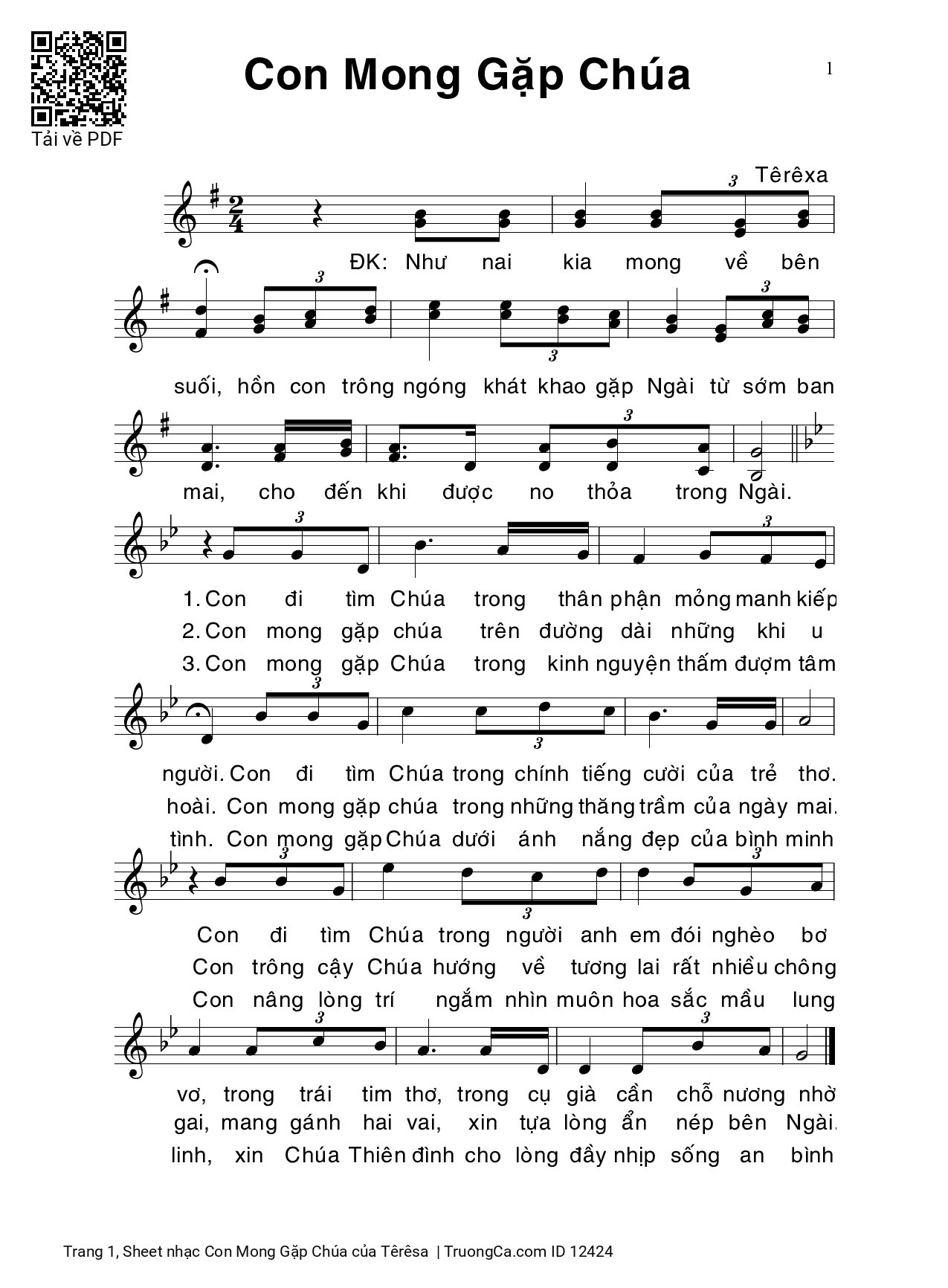 Sheet PDF of Con Mong Gặp Chúa
