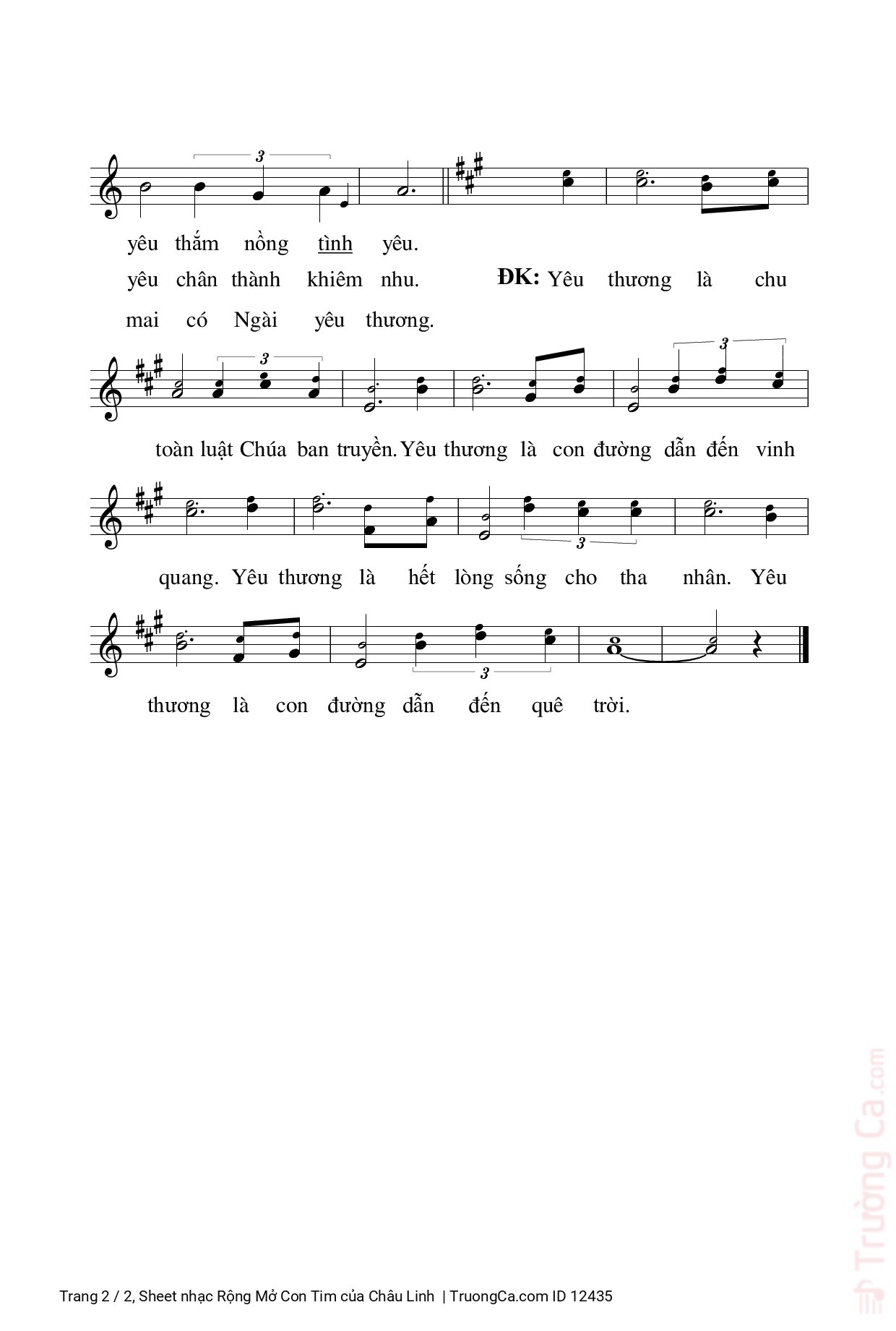 Page 2 of Sheet music PDF Rộng Mở Con Tim - Châu Linh