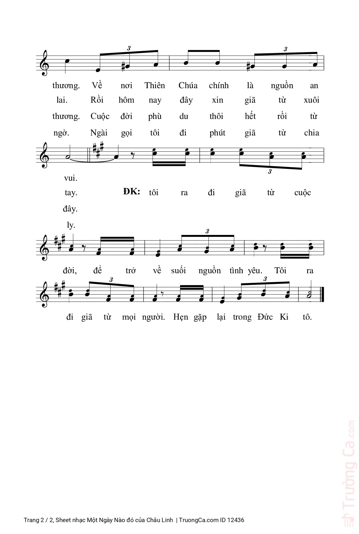 Page 2 of Sheet music PDF Một Ngày Nào đó - Châu Linh