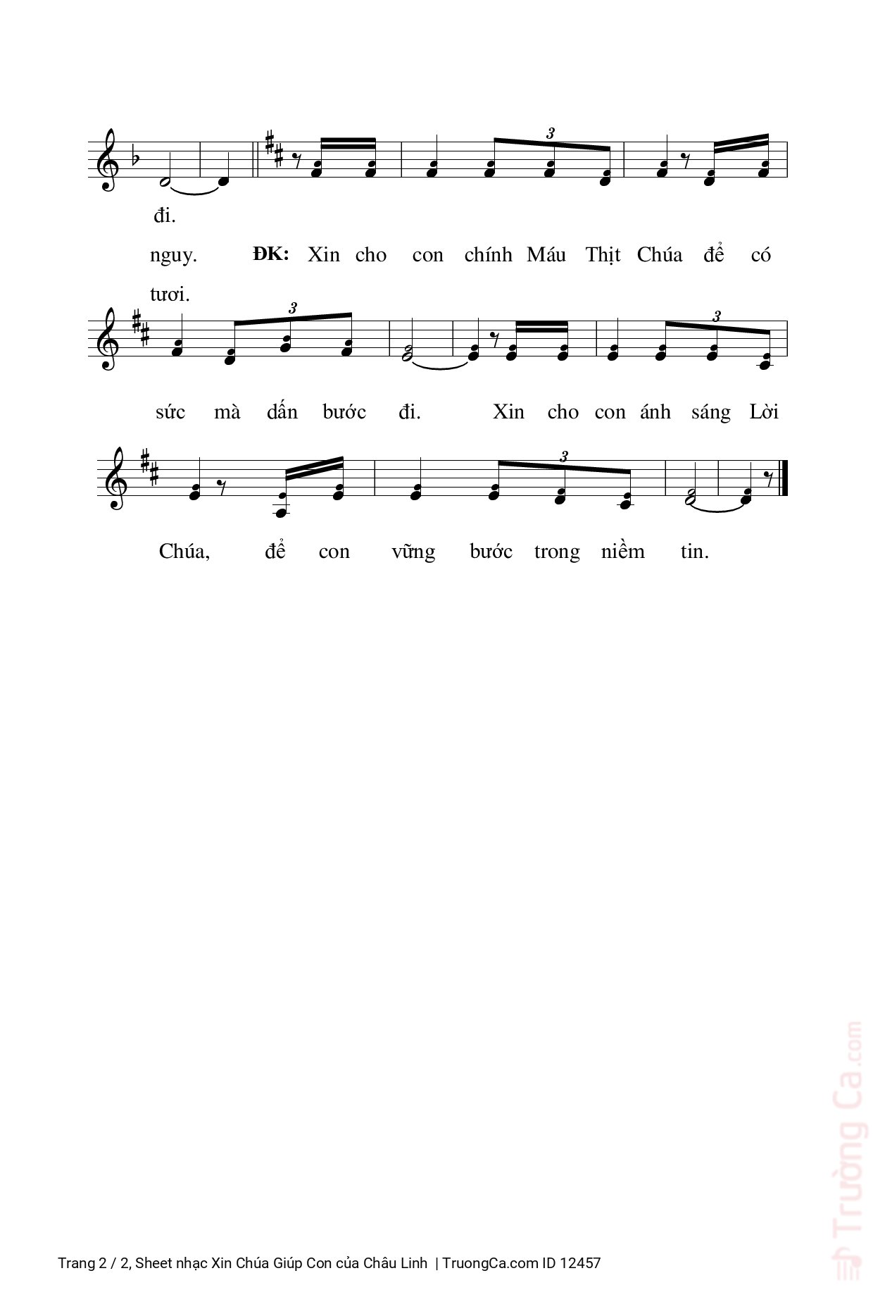 Page 2 of Sheet music PDF Xin Chúa Giúp Con - Châu Linh