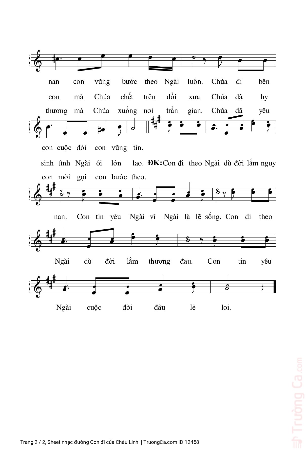 Page 2 of Sheet music PDF đường Con đi - Châu Linh
