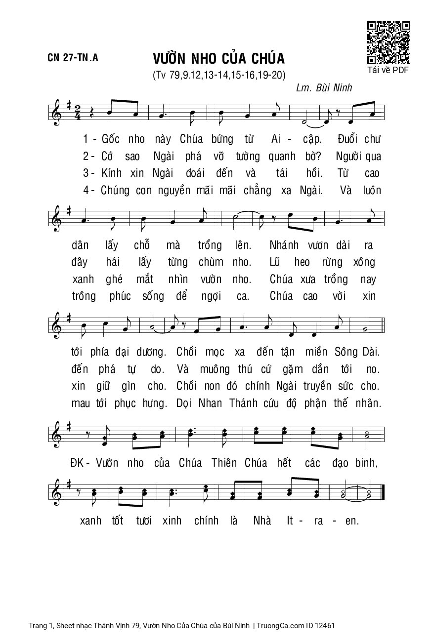 Sheet PDF of Thánh Vịnh 79, Vườn Nho Của Chúa