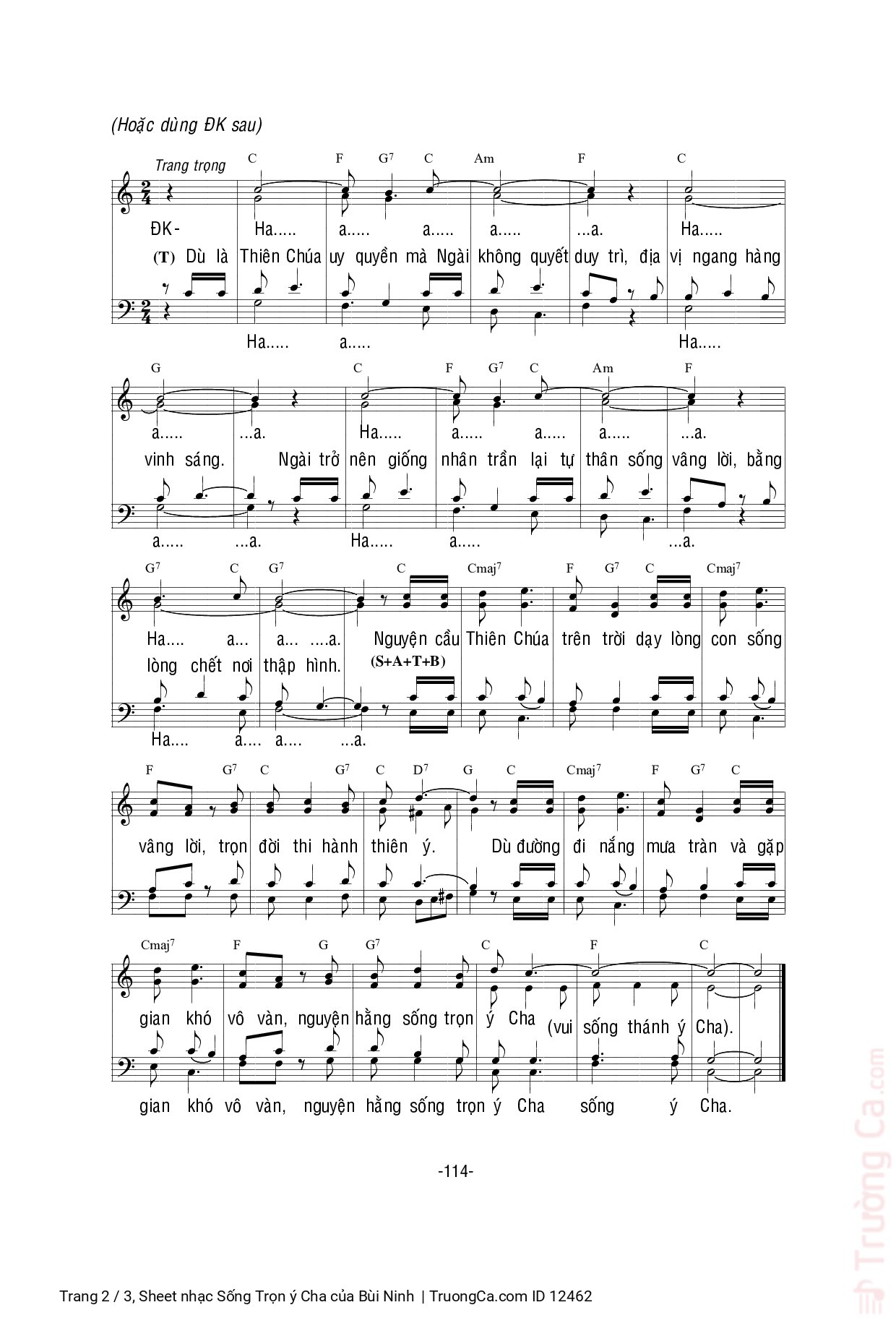 Page 2 of Sheet music PDF Sống Trọn ý Cha - Bùi Ninh