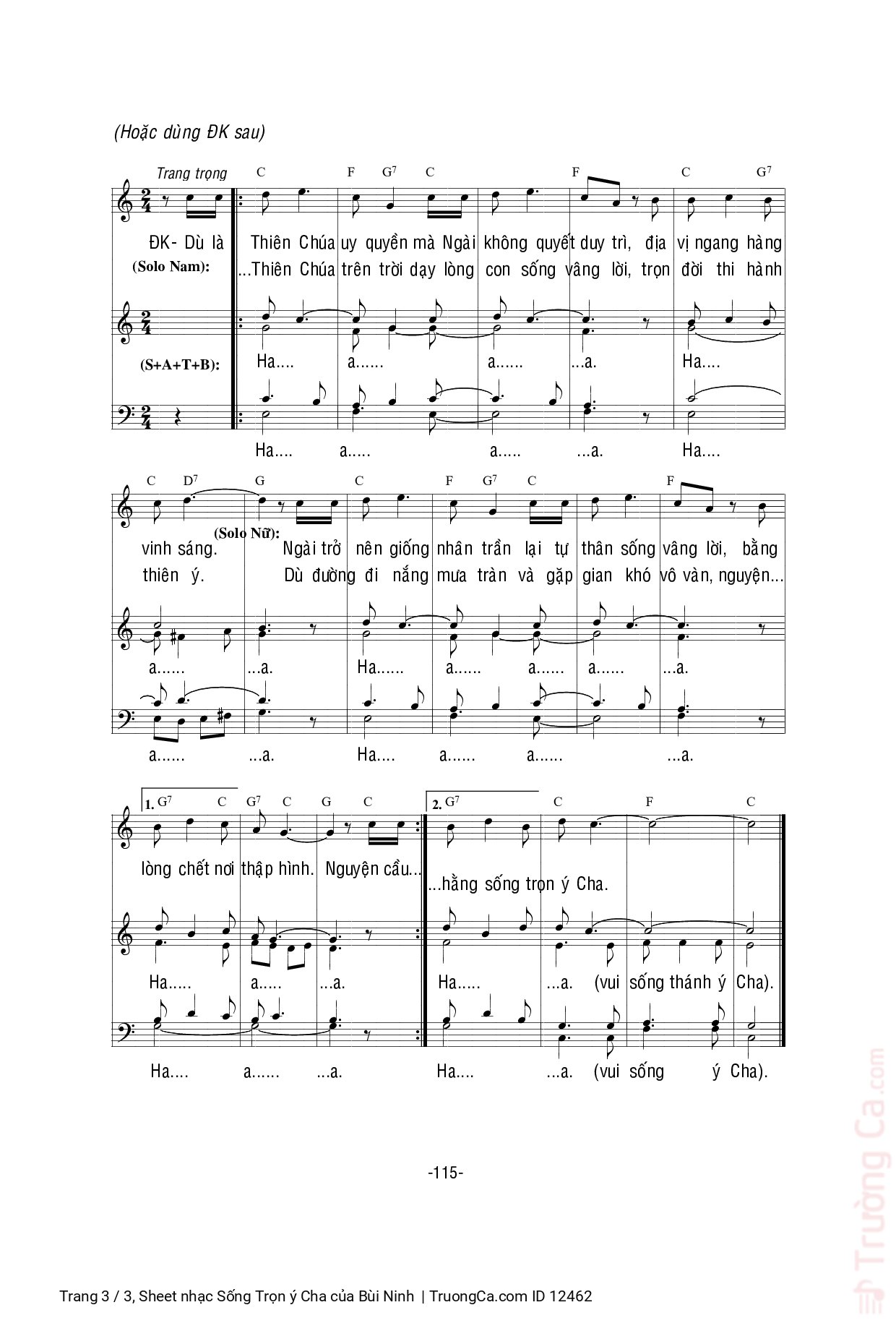 Page 3 of Sheet music PDF Sống Trọn ý Cha - Bùi Ninh